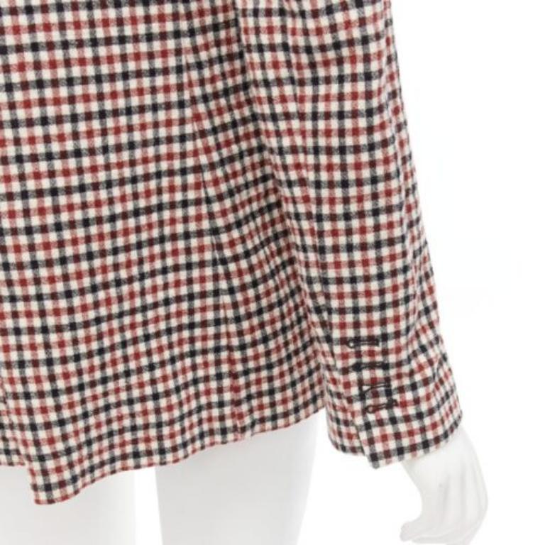 Blazer a un bottone in lana vergine a quadri rosso Vera US0 XS in vendita 3