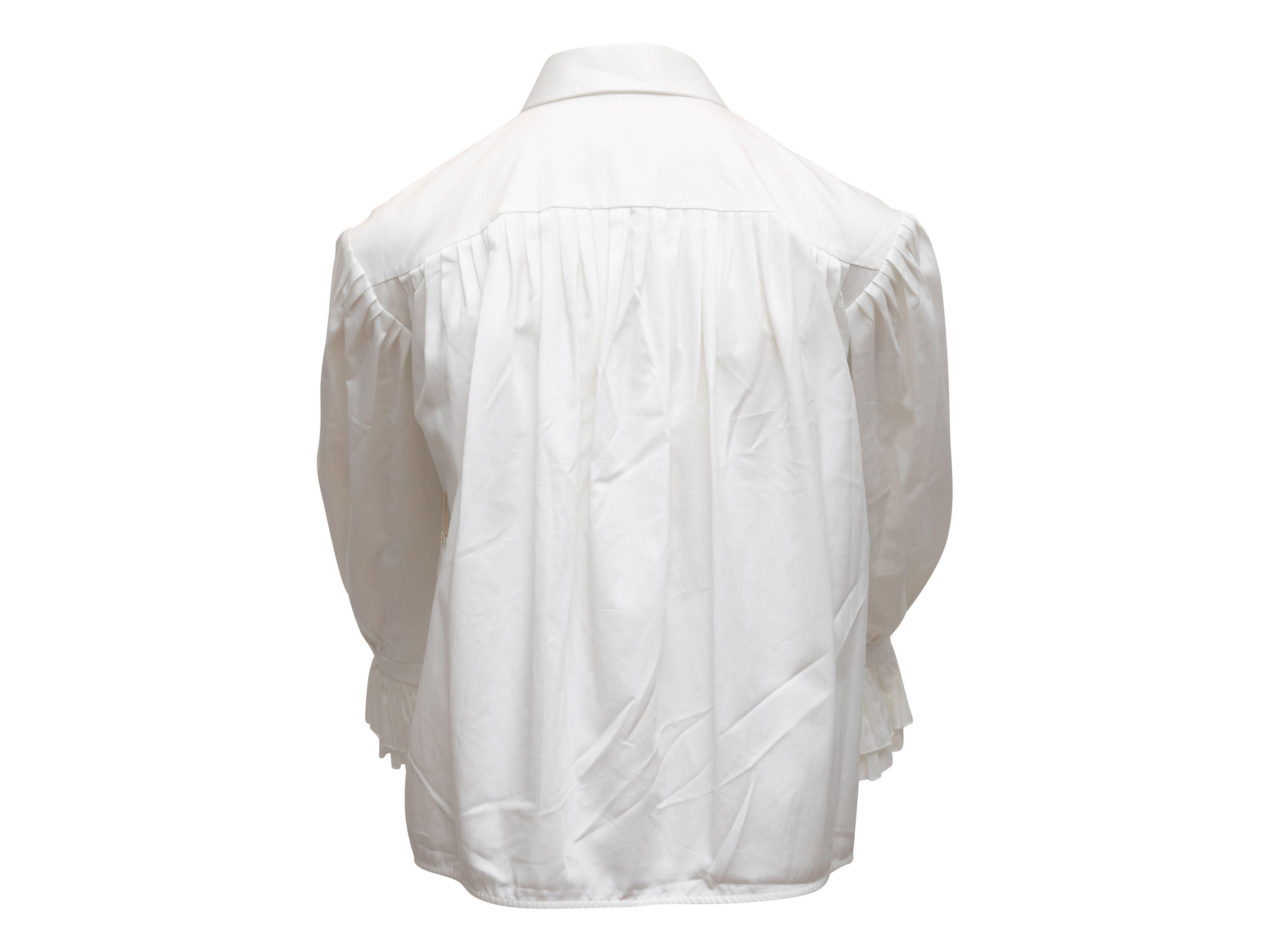 Khaite White Long Sleeve Button-Up Top In Good Condition In New York, NY