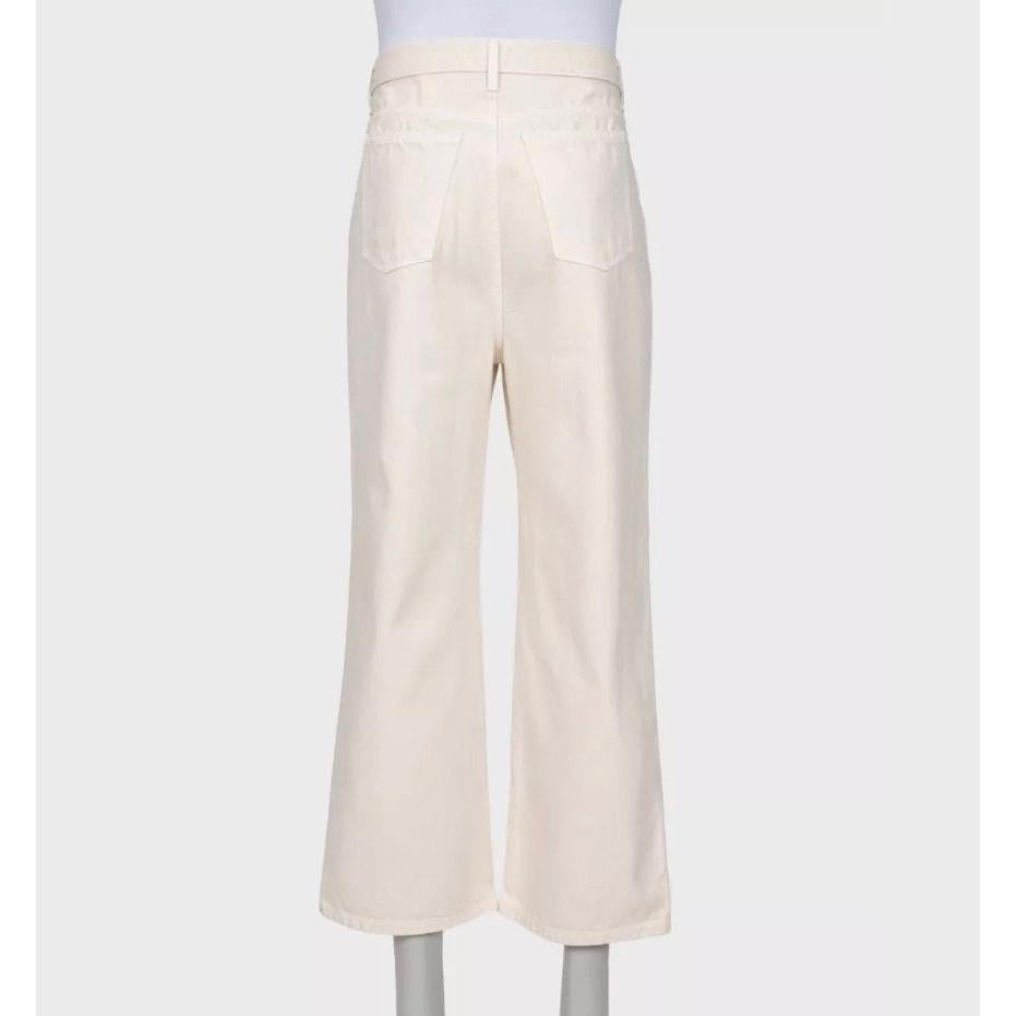 Bianco Jeans Khaite bianchi a gamba larga a vita media - Taglia 29 in vendita