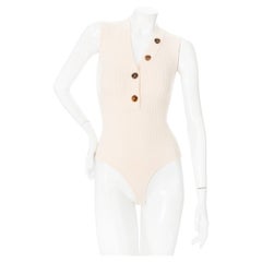 Khaite Woll Blend Knit Button Down Bodysuit