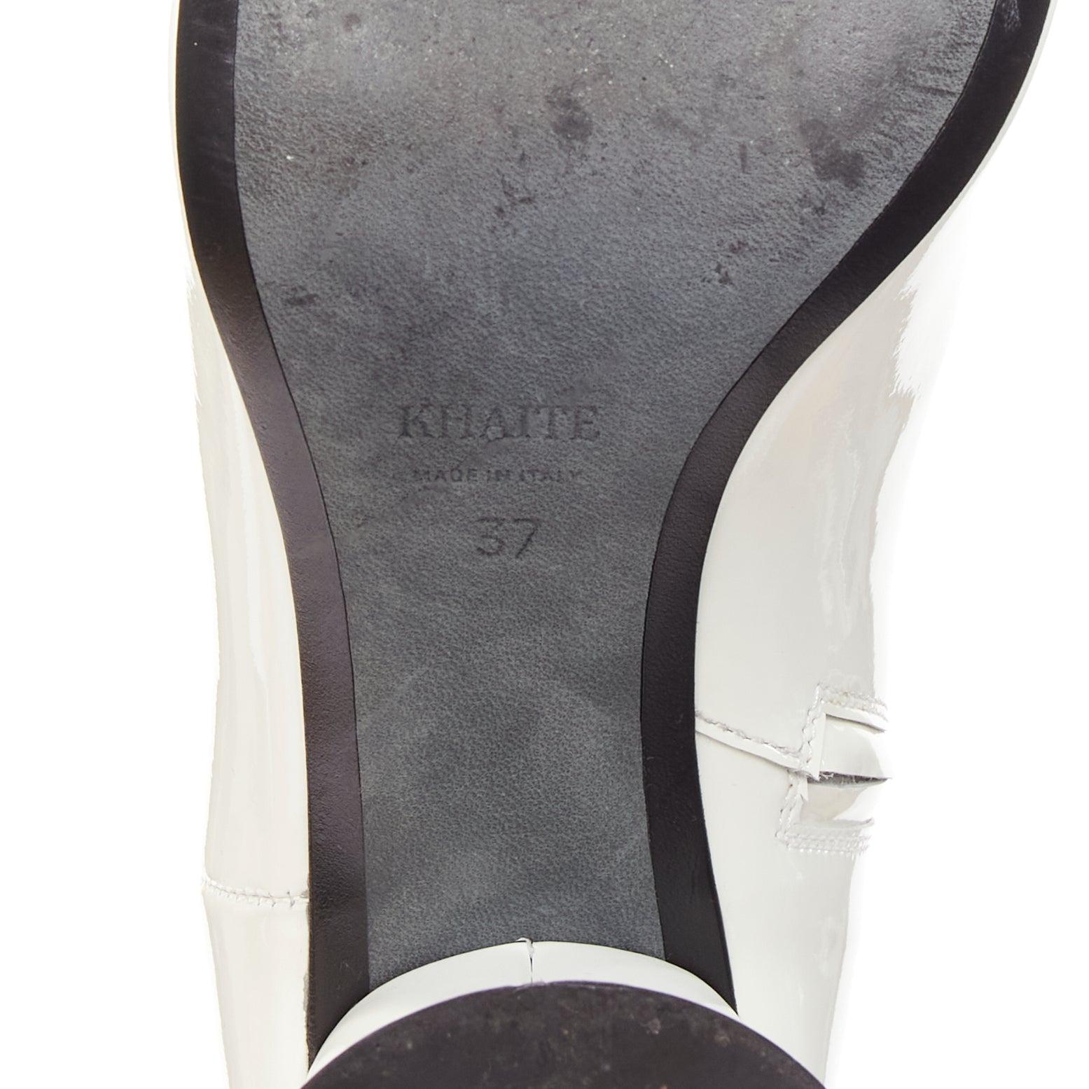 KHAITE Wythe 65 white patent leather chunky heel gogo boots EU37 For Sale 6