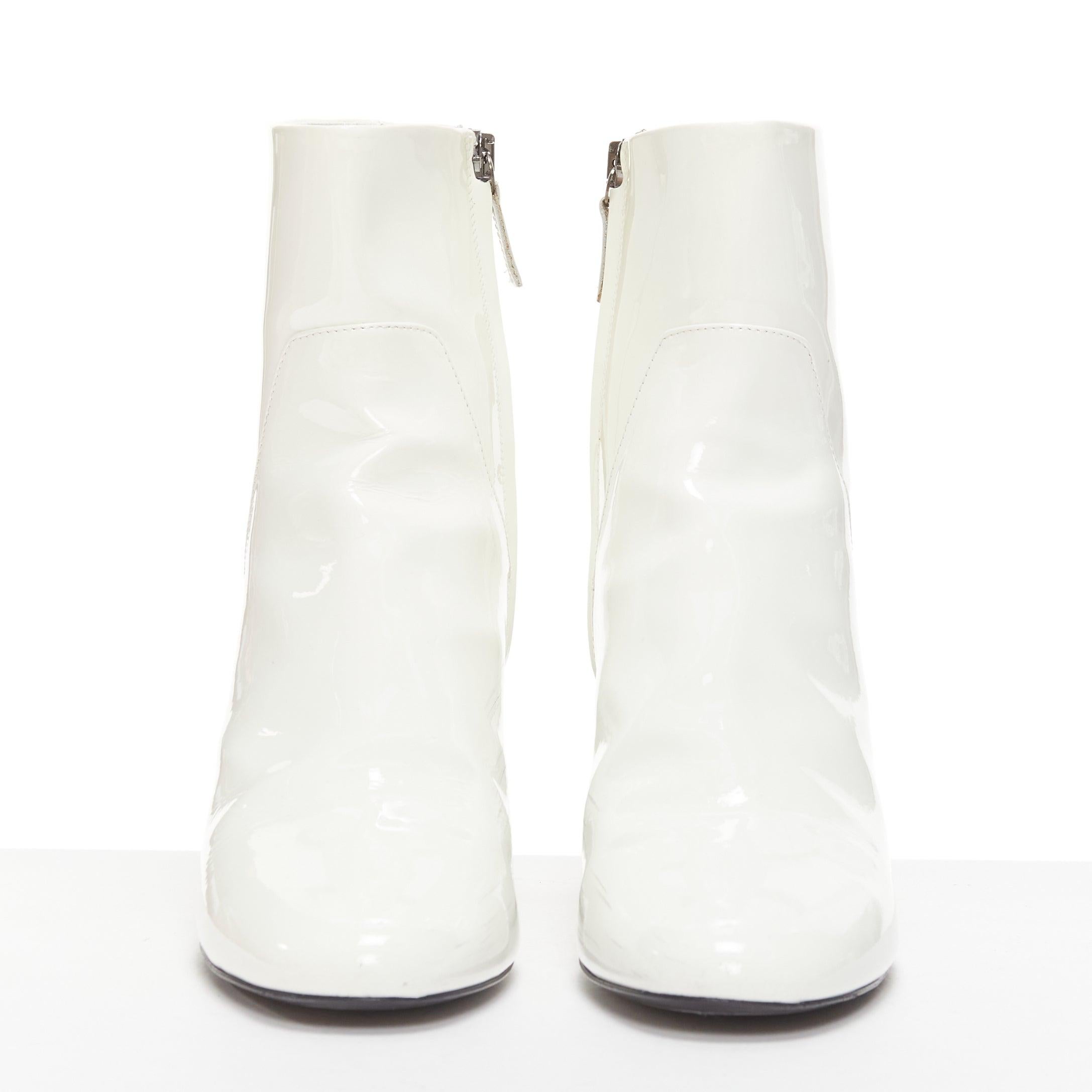 Gray KHAITE Wythe 65 white patent leather chunky heel gogo boots EU37 For Sale