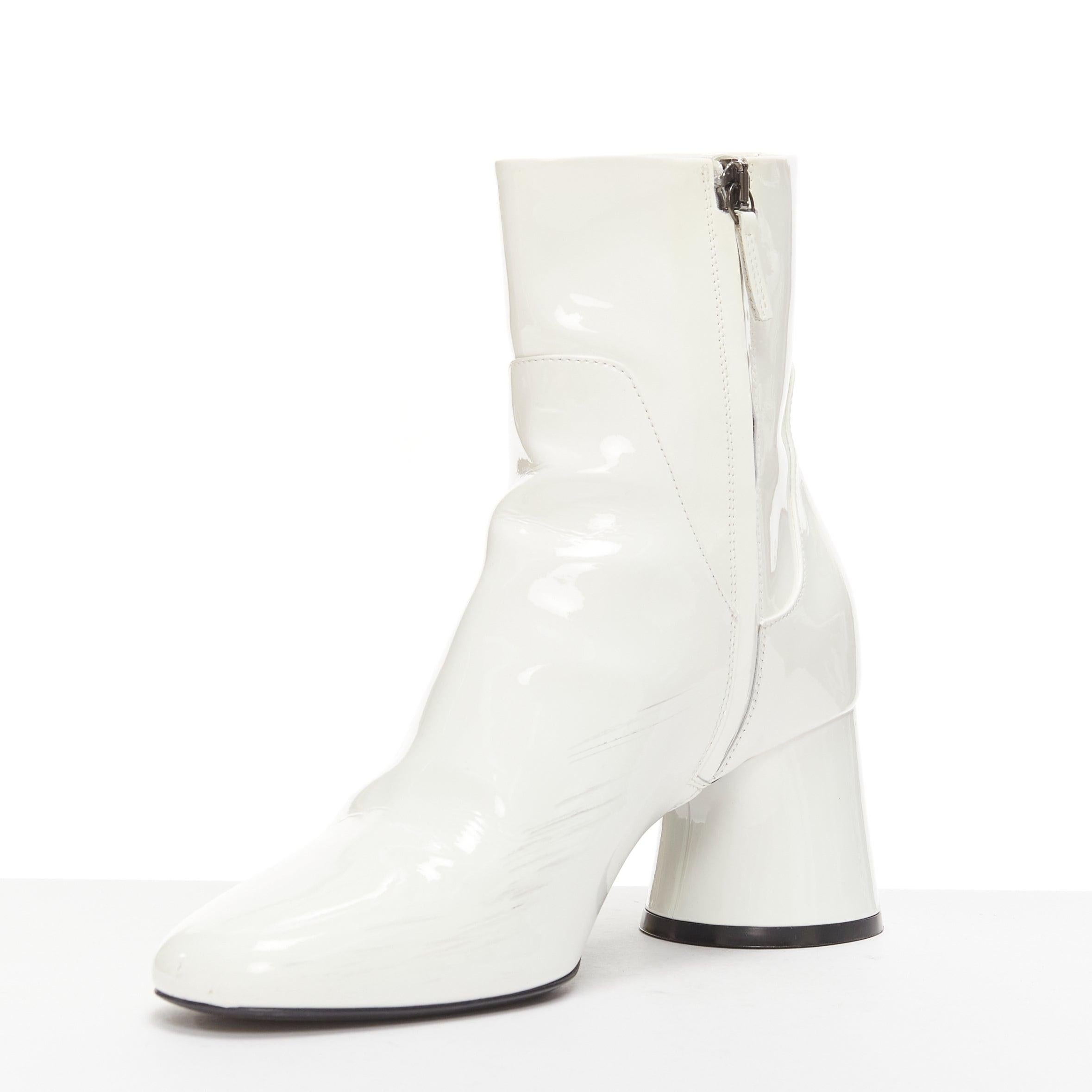 Women's KHAITE Wythe 65 white patent leather chunky heel gogo boots EU37 For Sale