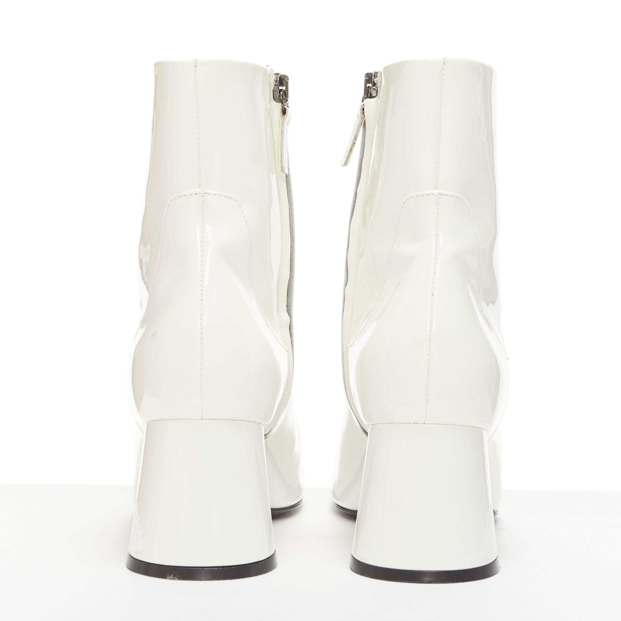 KHAITE Wythe 65 white patent leather chunky heel gogo boots EU37 For Sale 1