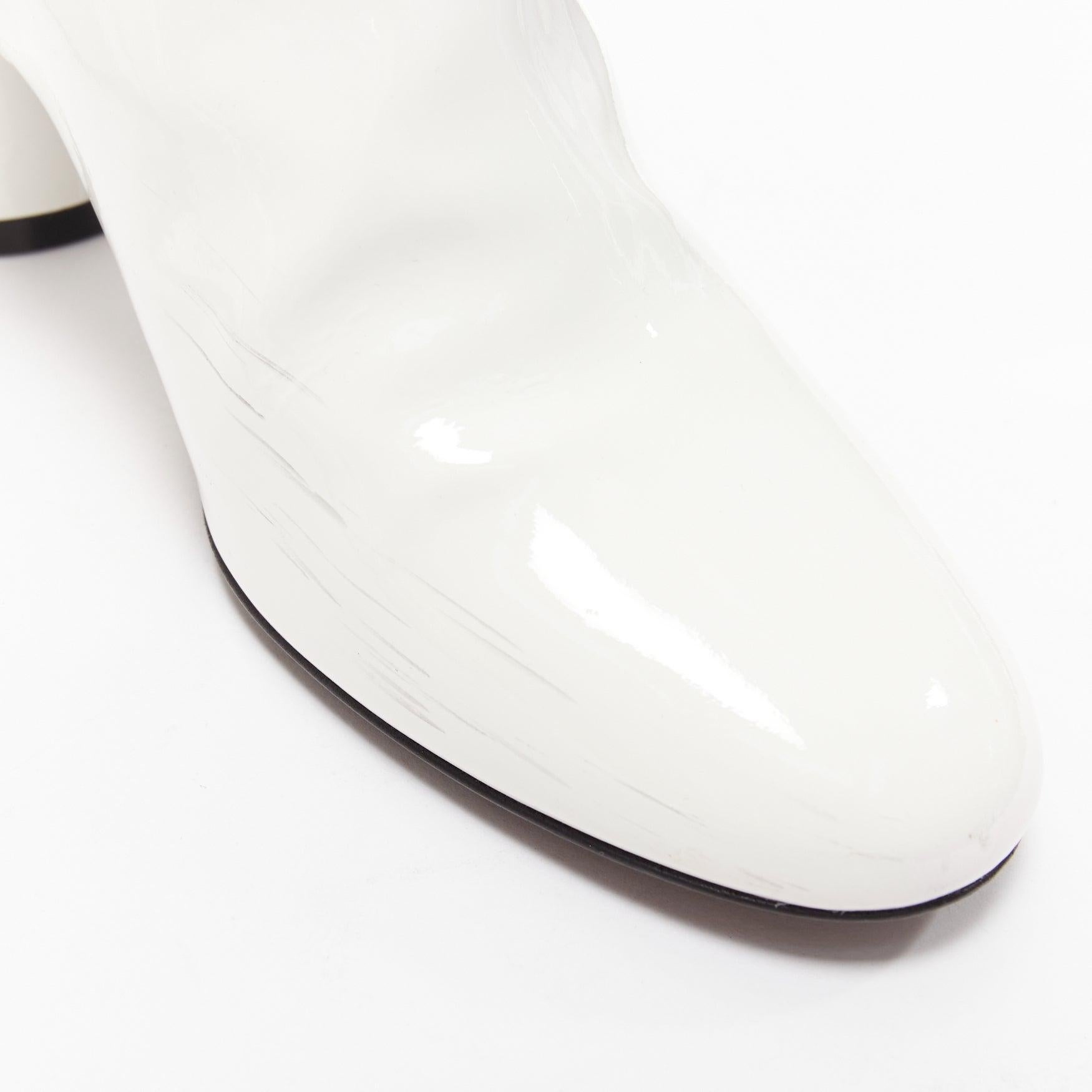 KHAITE Wythe 65 white patent leather chunky heel gogo boots EU37 For Sale 2