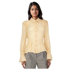 Khaite Yellow Wool Sheer Long Sleeves Blouse Size L