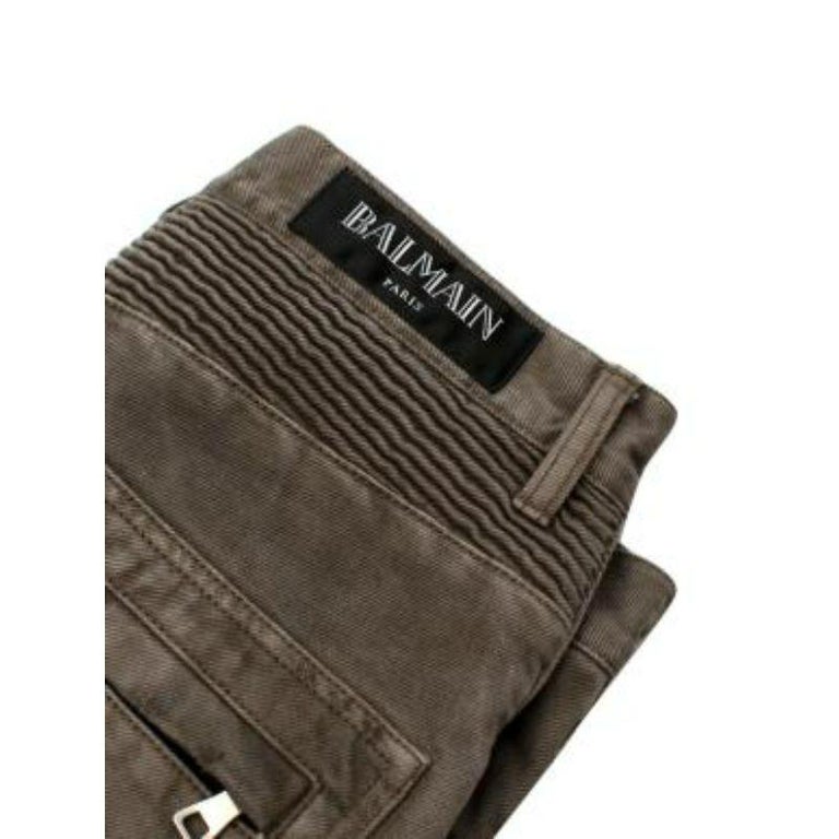 Khaki Biker Patch Slim Jeans For Sale at 1stDibs