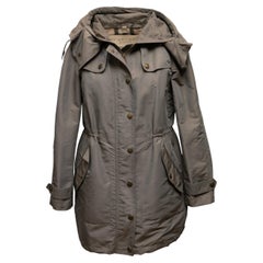 Khaki Burberry Brit Hooded Nylon Coat Size US M