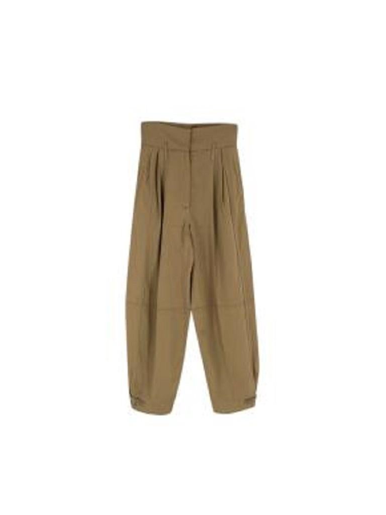 khaki cotton-blend balloon leg trousers For Sale at 1stDibs