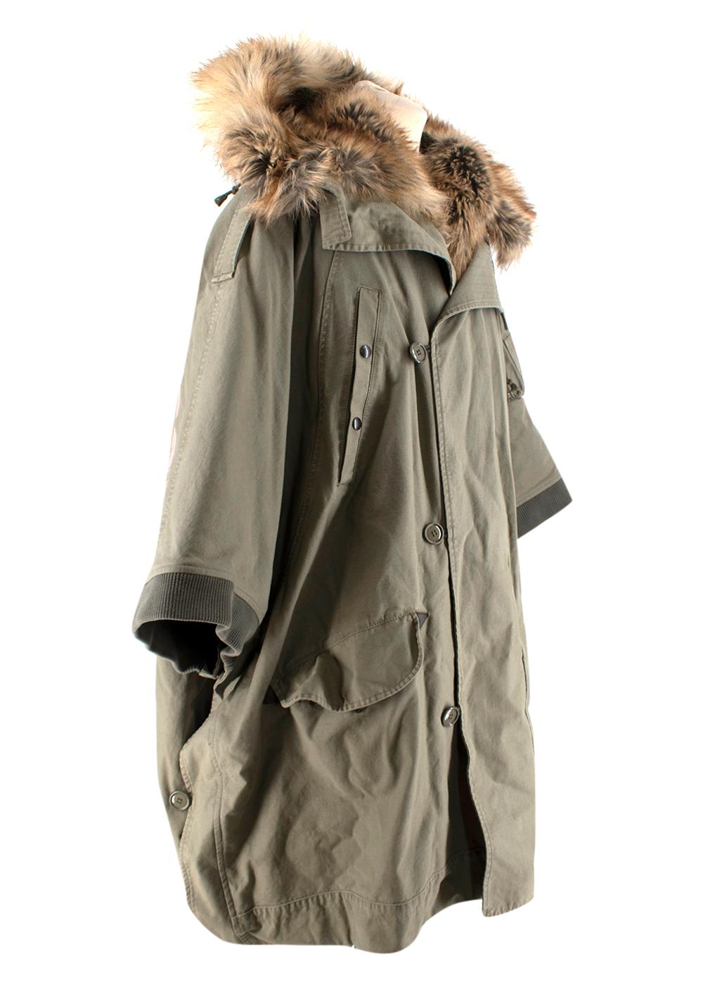 Faith Connexion Khaki Cotton Parka with Faux-Fur Trim

- Cape style coat with faux fur trim and hood
- Teddy fleece lined 
- Logo print to the back 
- Multiple functioning pockets
- Zip and button-up closure 

Materials 
100% Cotton 
Fake Furs 
65%