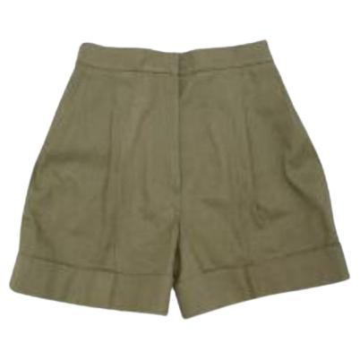 Khaki cotton tailored shorts