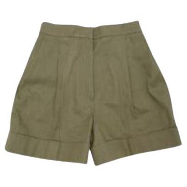 Khaki cotton tailored shorts For Sale at 1stDibs