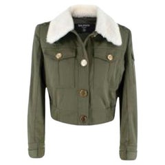 Khaki cotton twill aviator jacket