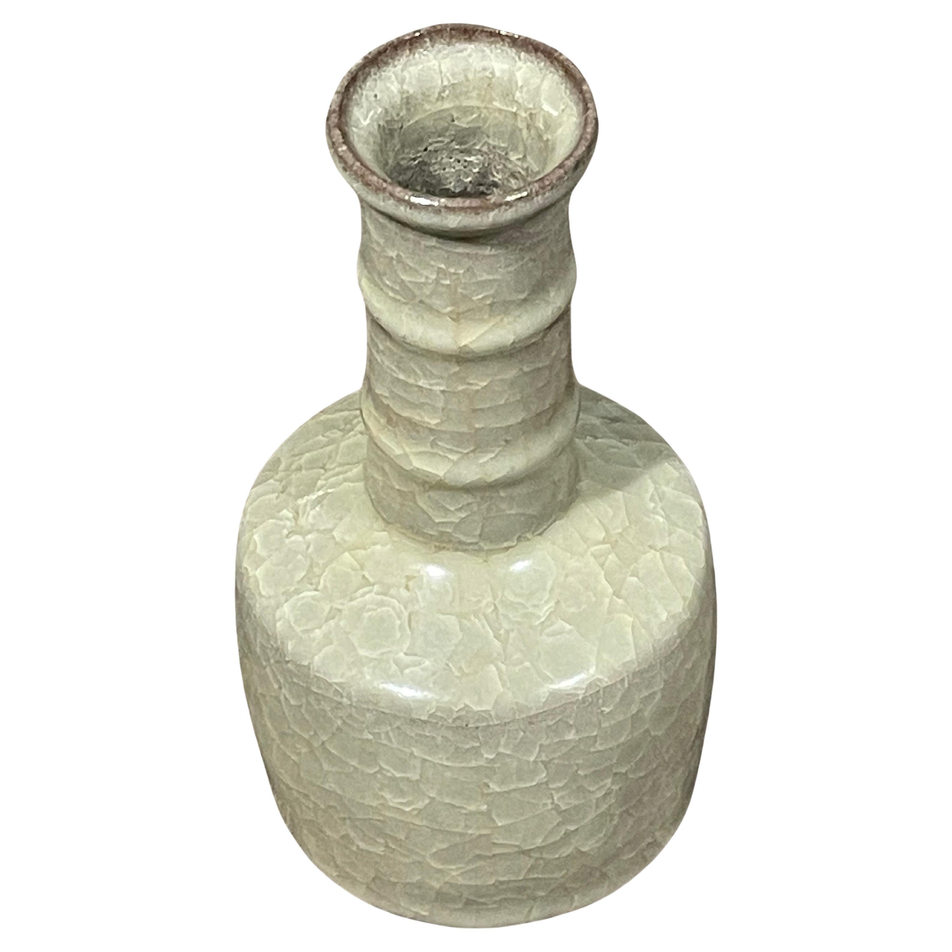 Khaki Crackle Glaze Bottle Shape Vase, China, Contemporary