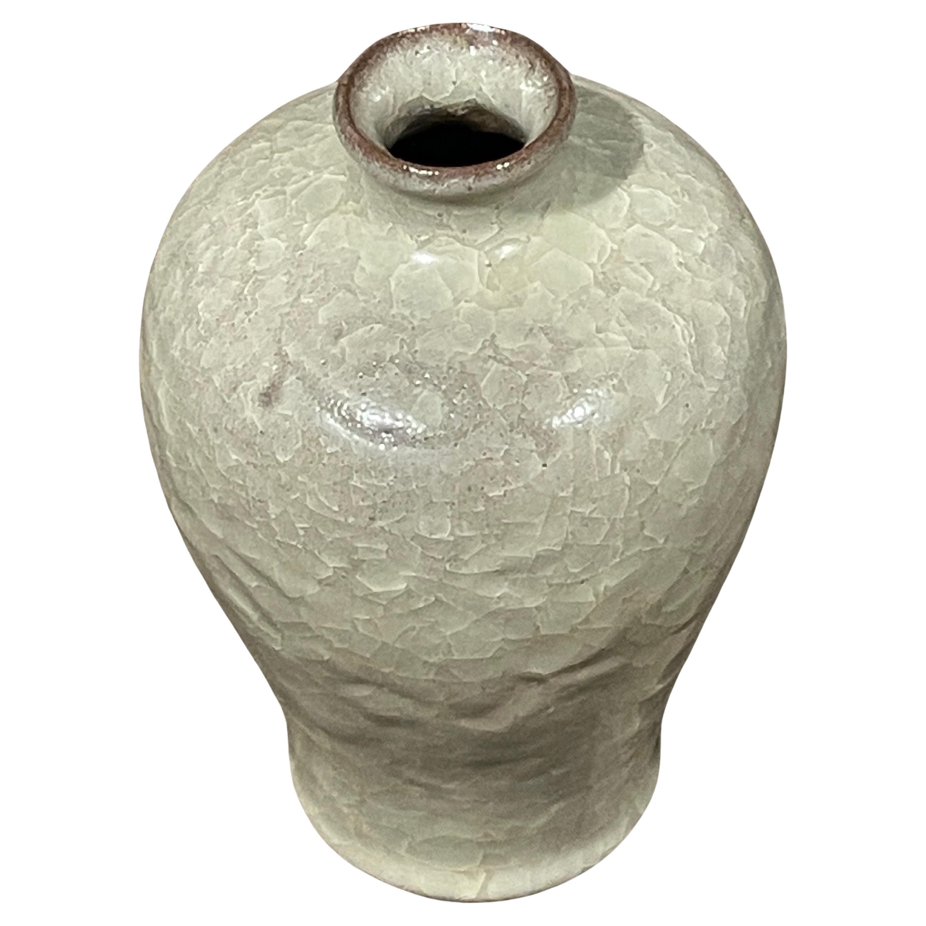 Khaki Crackle Glaze Small Lip Opening Vase, China, Contemporary