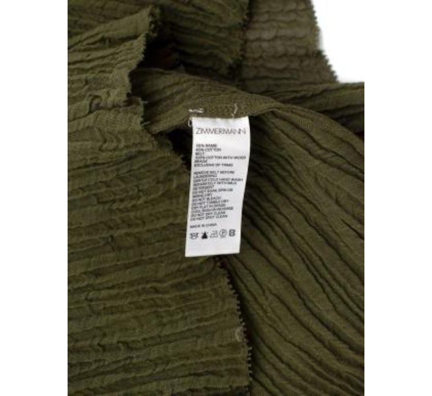 Women's Zimmermann Khaki Crinkle Cotton Belted Maxi Skirt - Size S For Sale