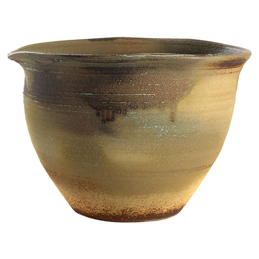 Khaki, Dark Brown and Sage Ceramic Drip Glaze Bowl, China, Contemporary