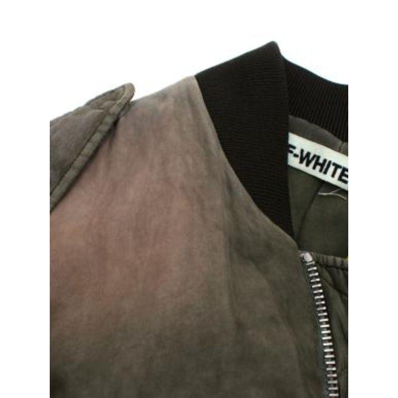 Khaki distressed bomber jacket For Sale 4