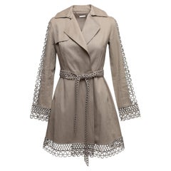 Khaki Elie Tahari Lasercut Trench Coat Size US XS/S