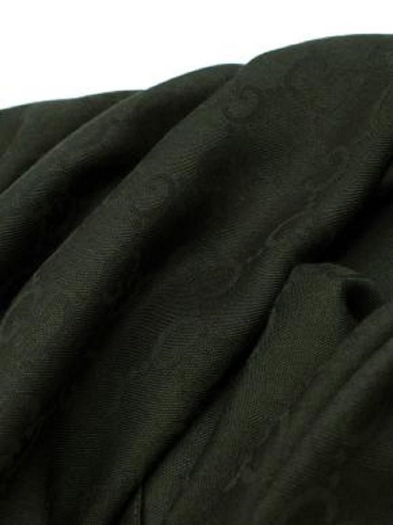Khaki GG Monogram Wool-Silk Shawl For Sale 1