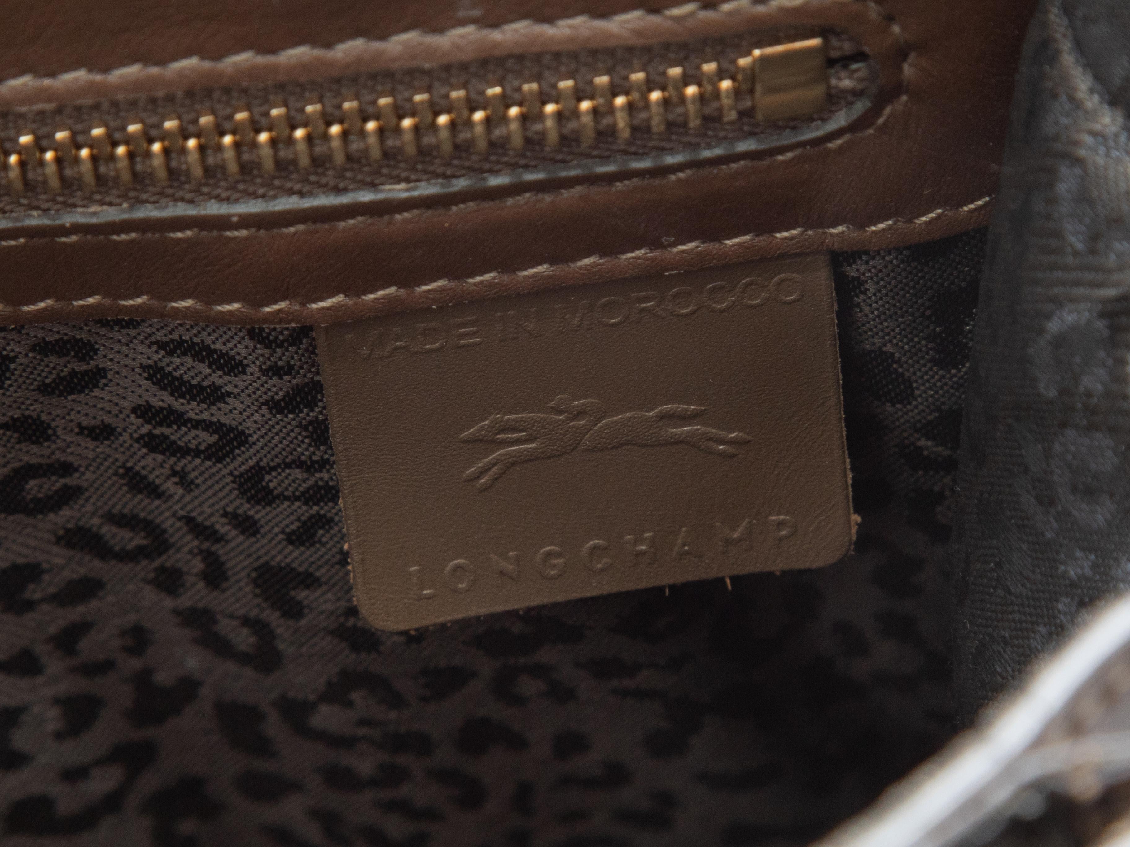 Khaki Longchamp Perforated Leather Shoulder Bag 1