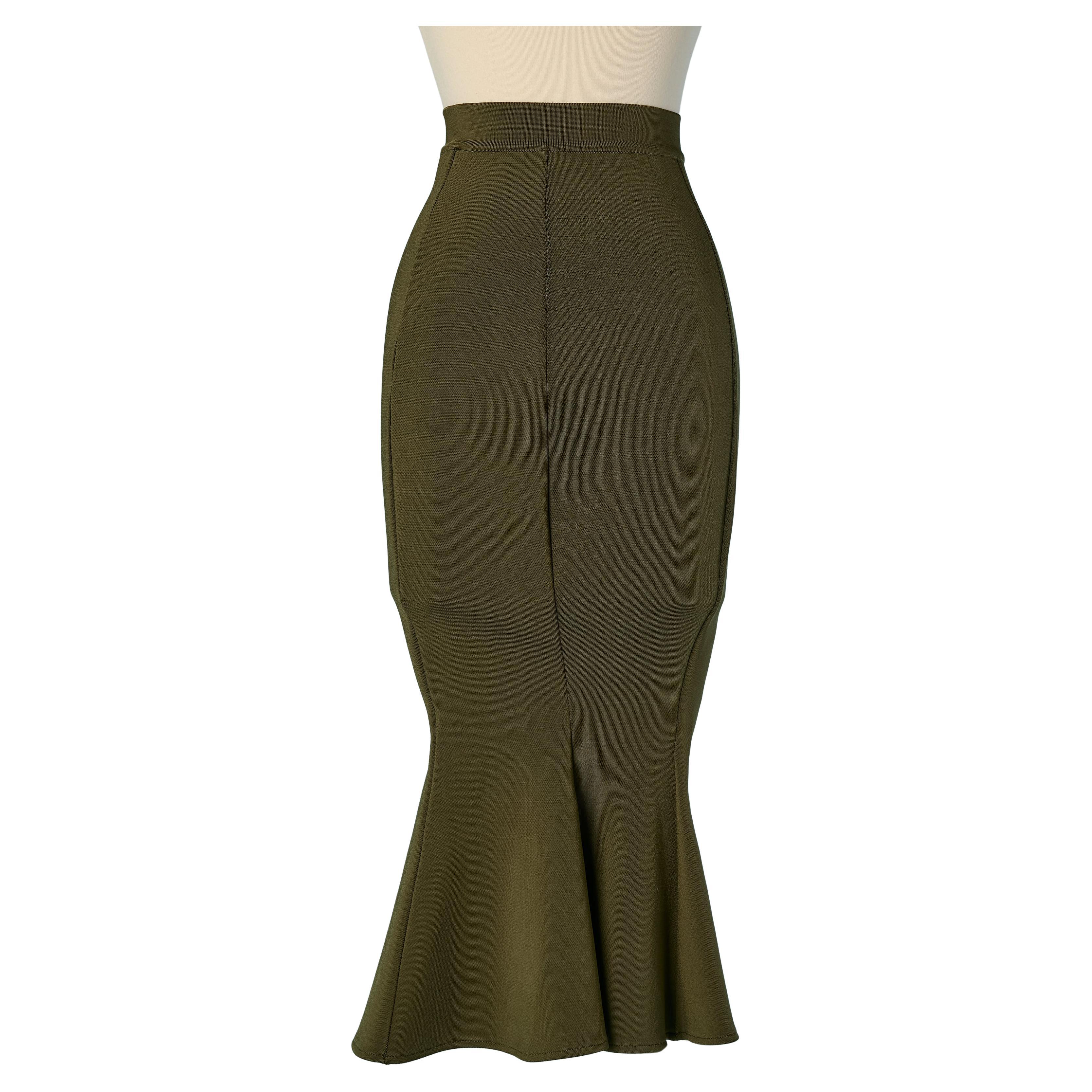 Khaki rayon mermaid skirt ALEXANDRE VAUTHIER