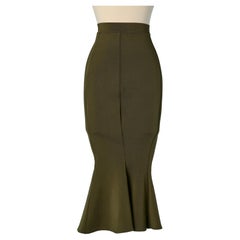 Khaki rayon mermaid skirt ALEXANDRE VAUTHIER