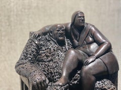 Your excellencies figurative bronze sculpture couple statue effigy of power