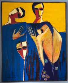 Colorful Contemporary Figurative Painting Female Portrait "Untitled II"