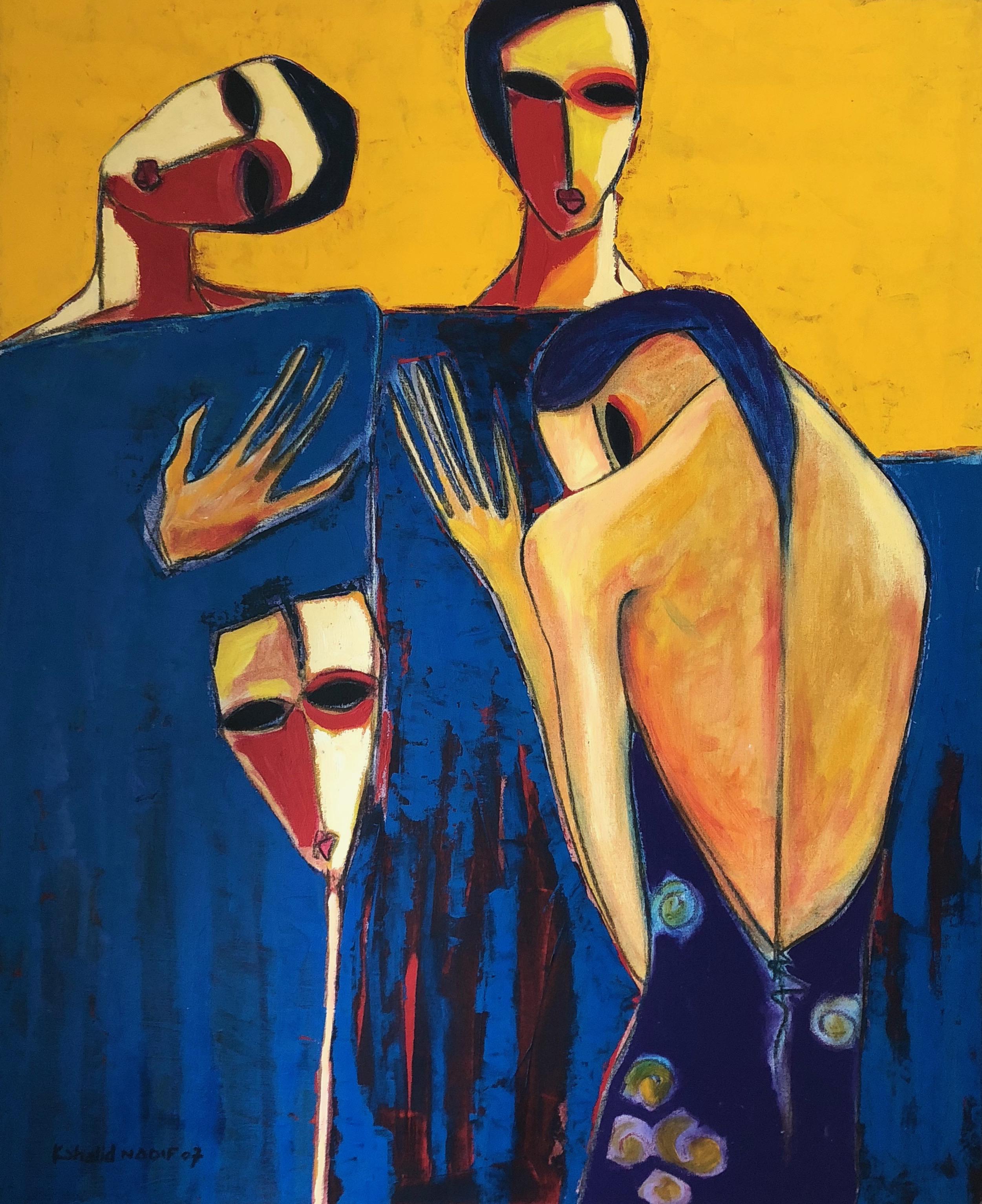 Colorful Contemporary Figurative Painting Female Portrait "Untitled II"