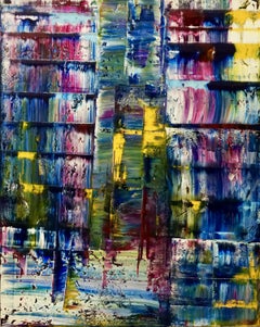 'Ode to Jack Whitten' - colorful abstract painting, layered, impasto, lines