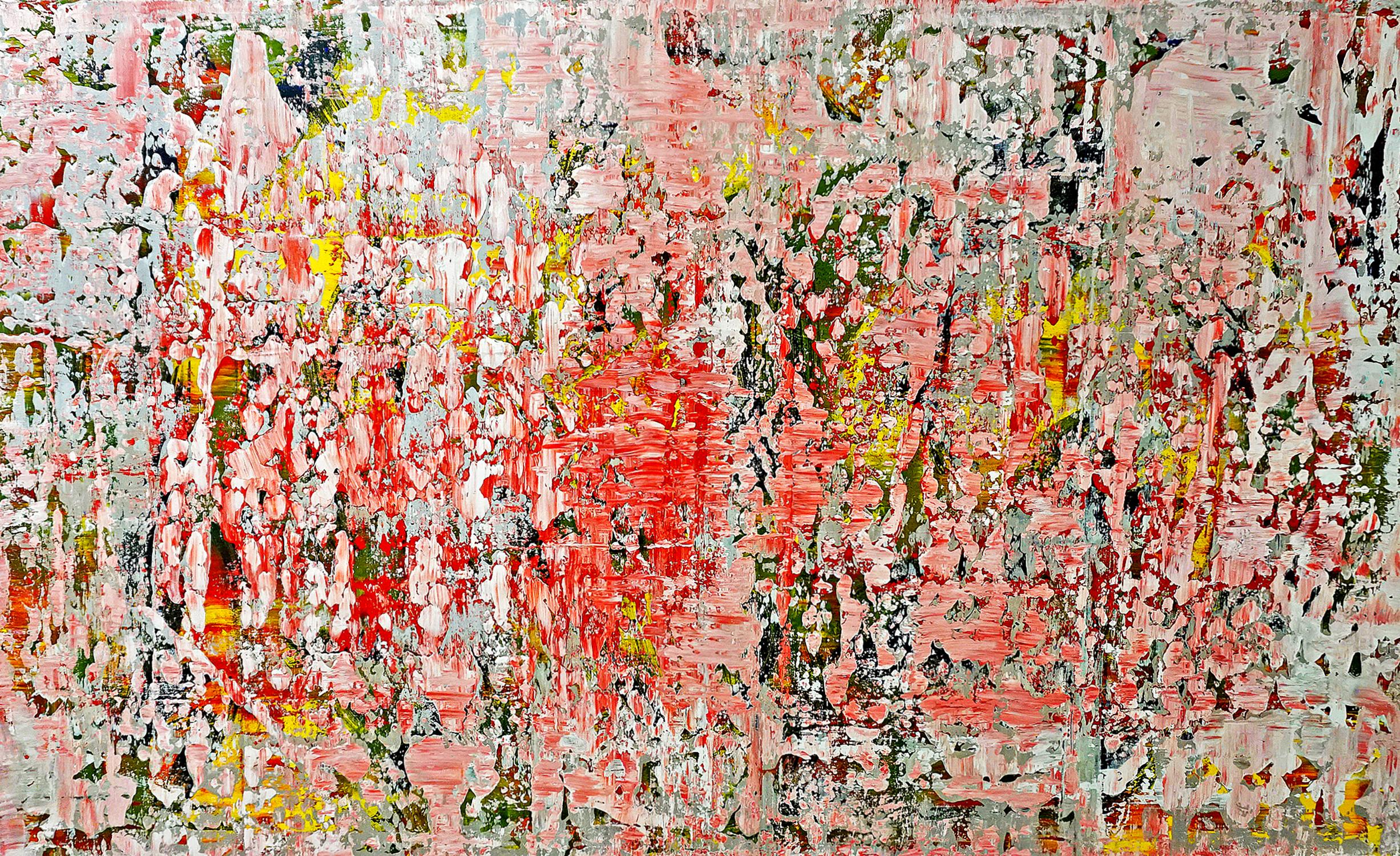 'The Whitsundays' - colorful abstract painting, layered, impasto, red