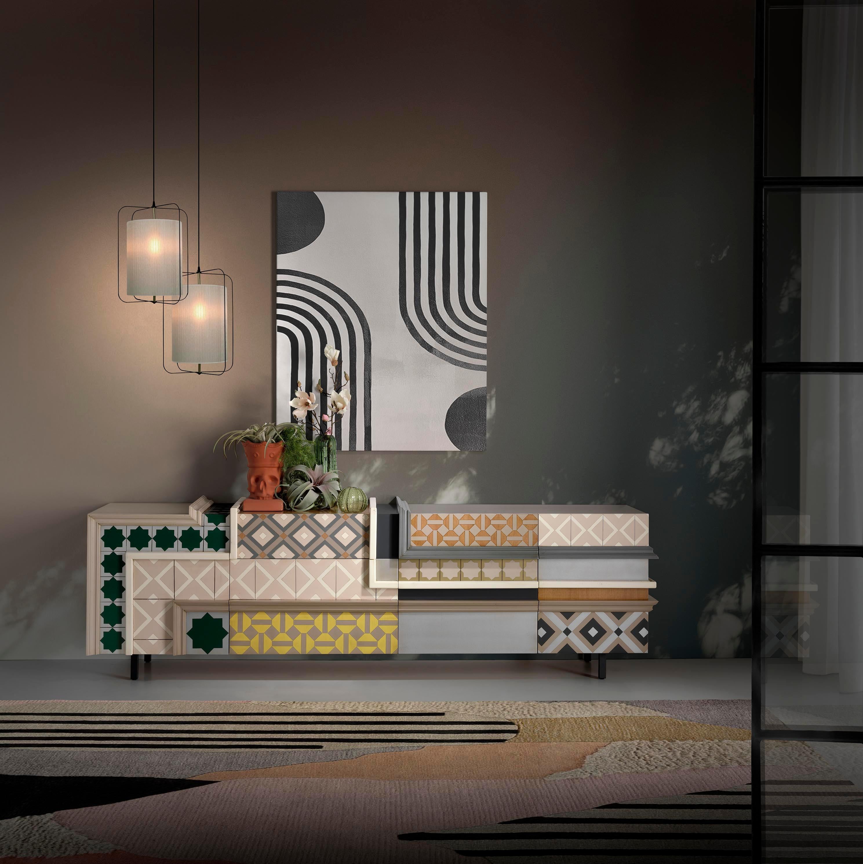 Khalo Sideboard by Lola Glamour
Dimensions: D 45 x W 200 x H 60 cm
Materials: Wood.

This television unit or low sideboard is a true explosion of creativity and style that will transform your living room into a dream space. In addition to being a
