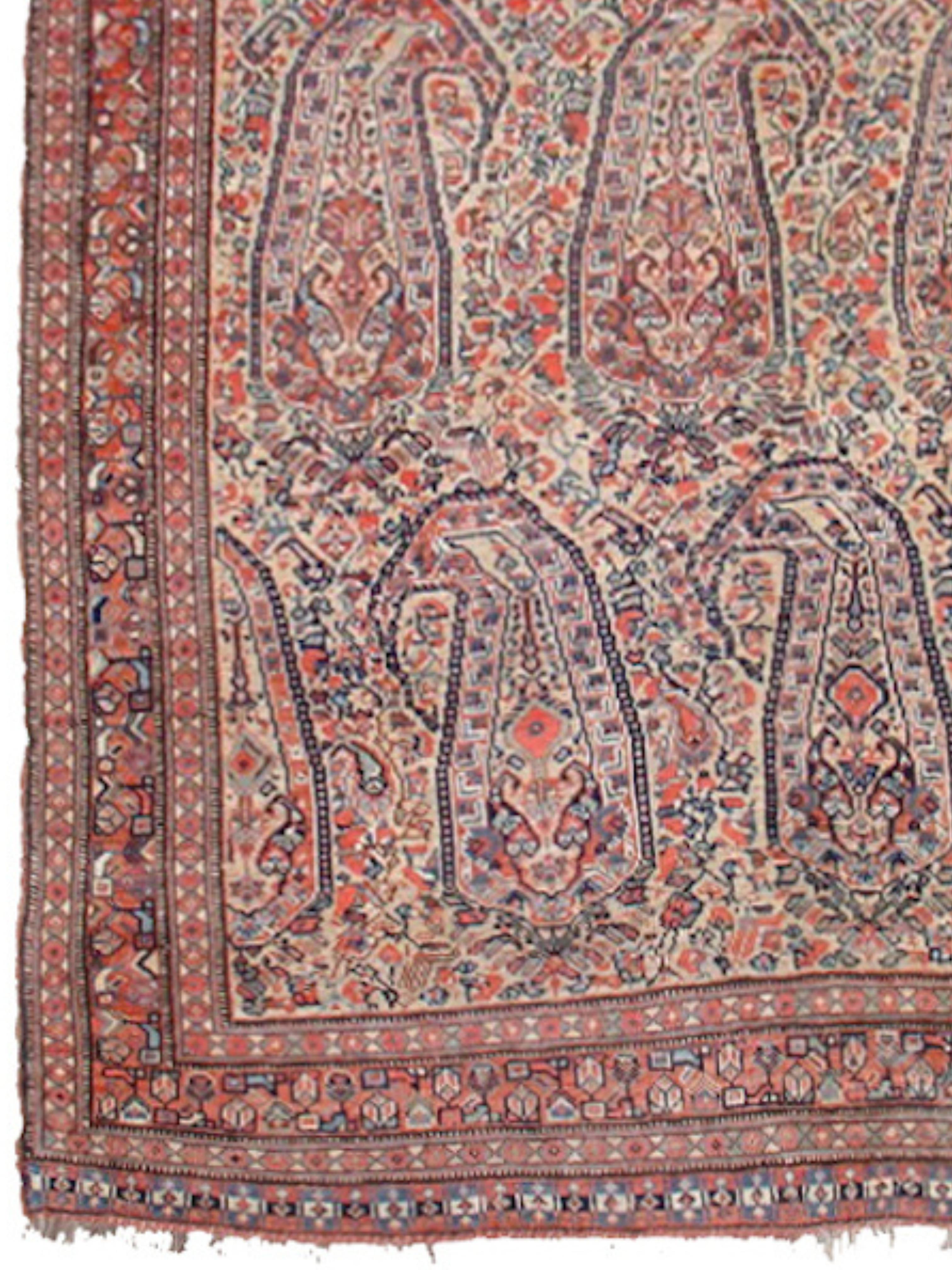 Noué à la main Tapis Khamseh, C.C. 1900 en vente