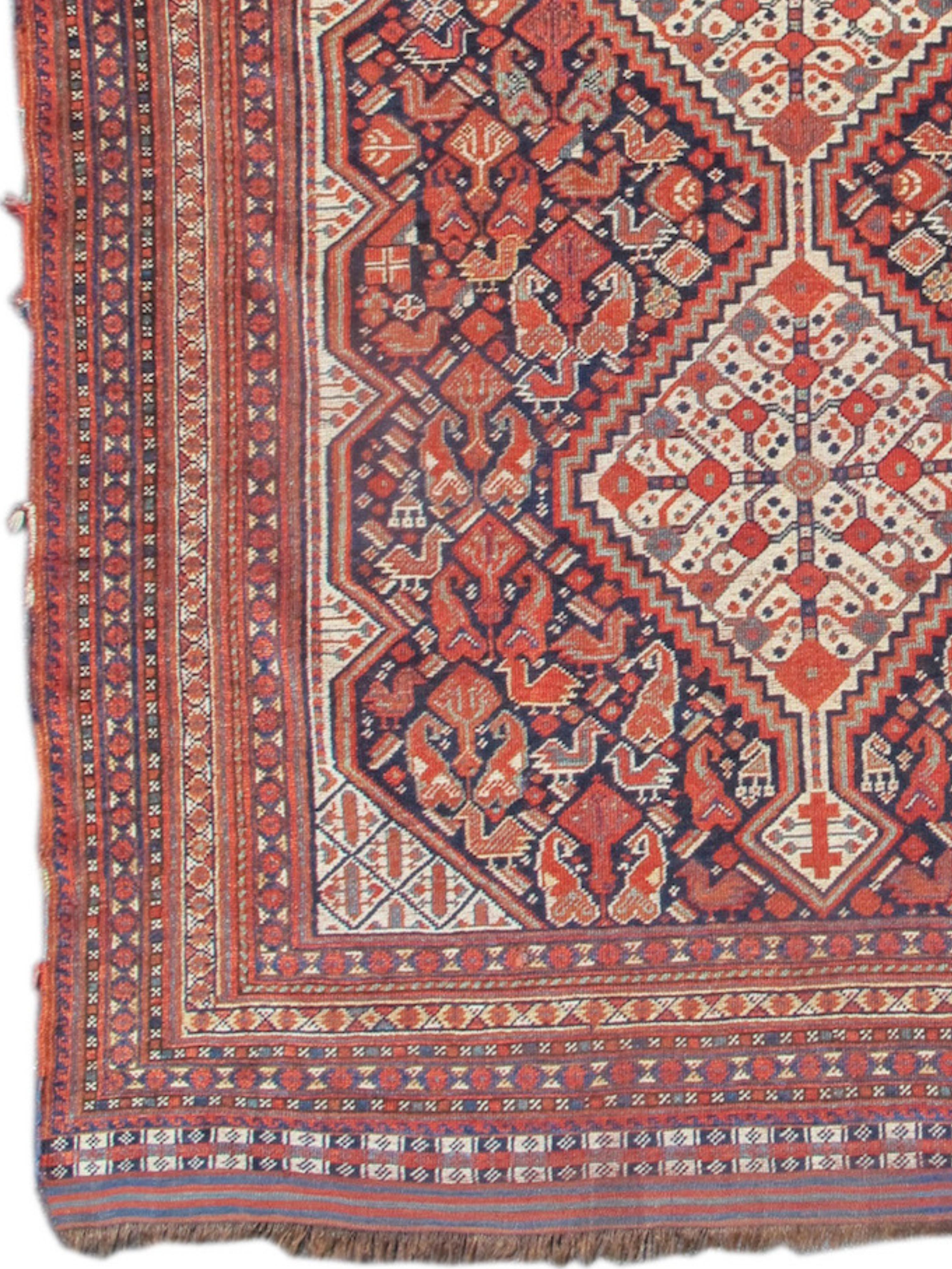 Alfombra Khamseh, finales del siglo XIX en Excelente estado para la venta en San Francisco, CA