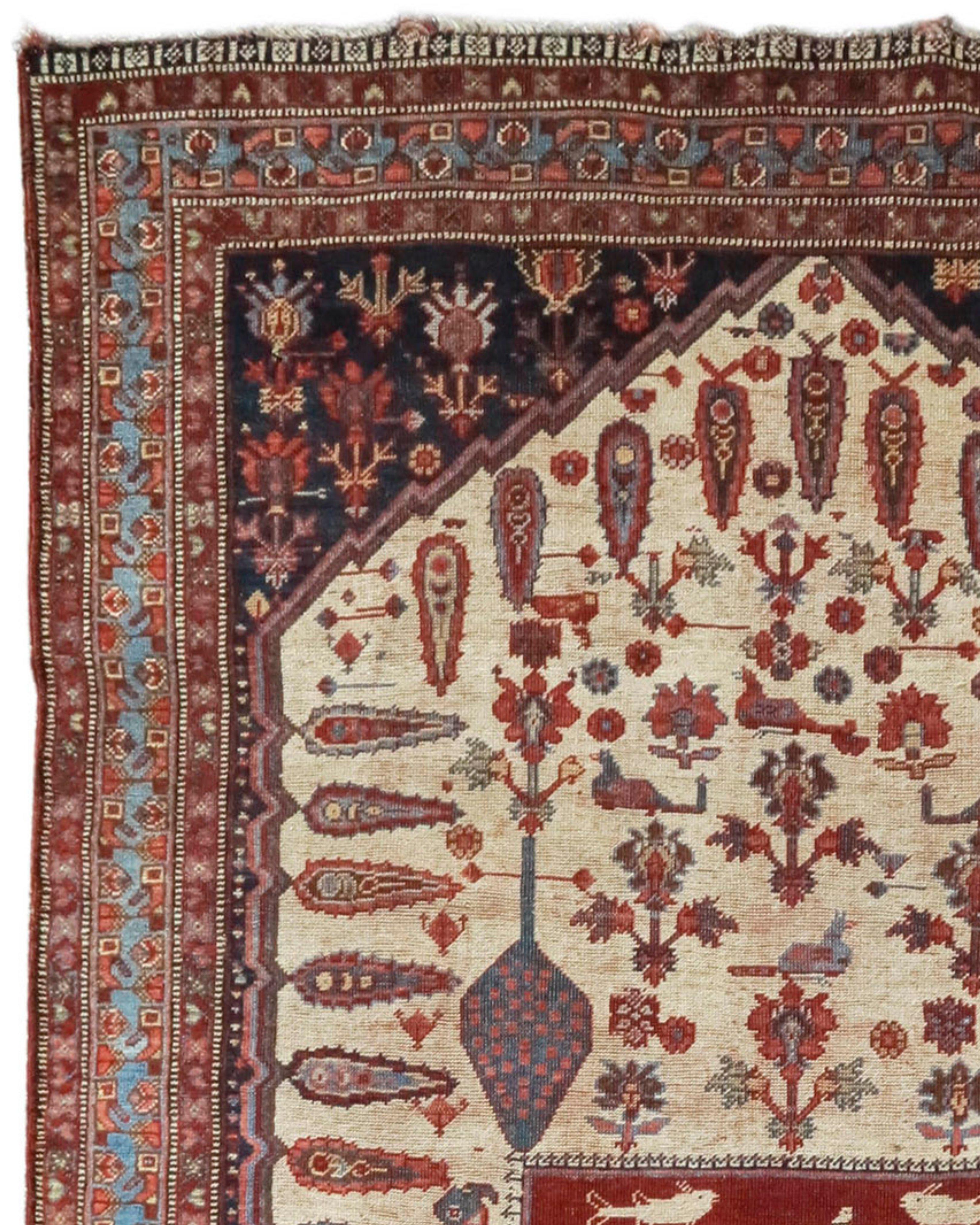 Hand-Woven Antique Khamseh Rug, Mid-19th Century For Sale