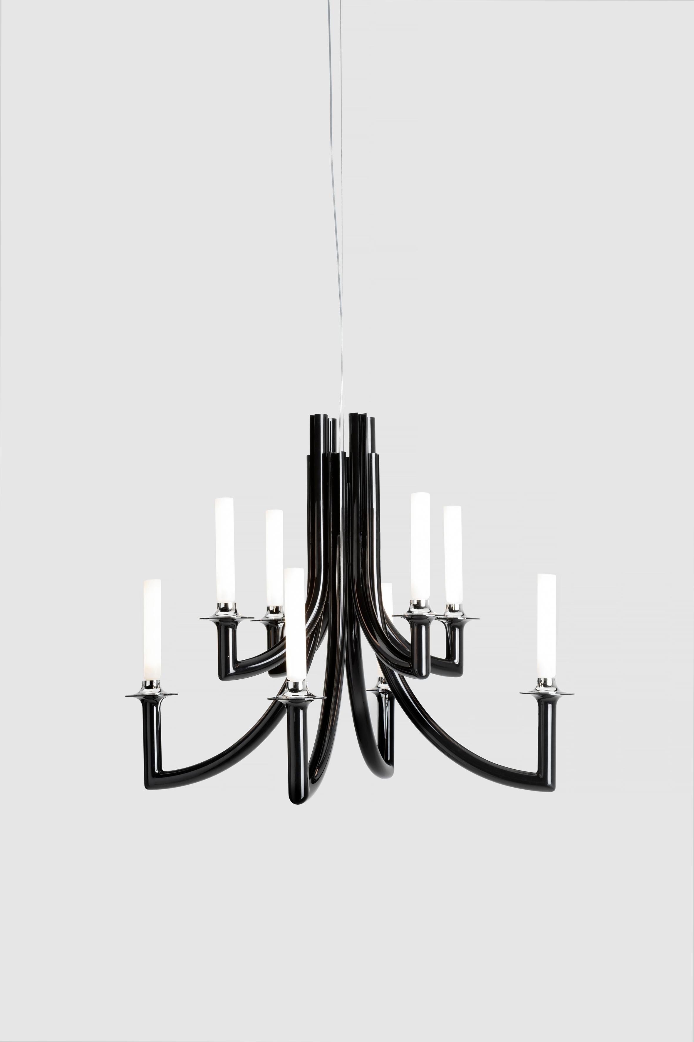 Plastique Lampe à suspension Khan noire de Philippe Starck en vente