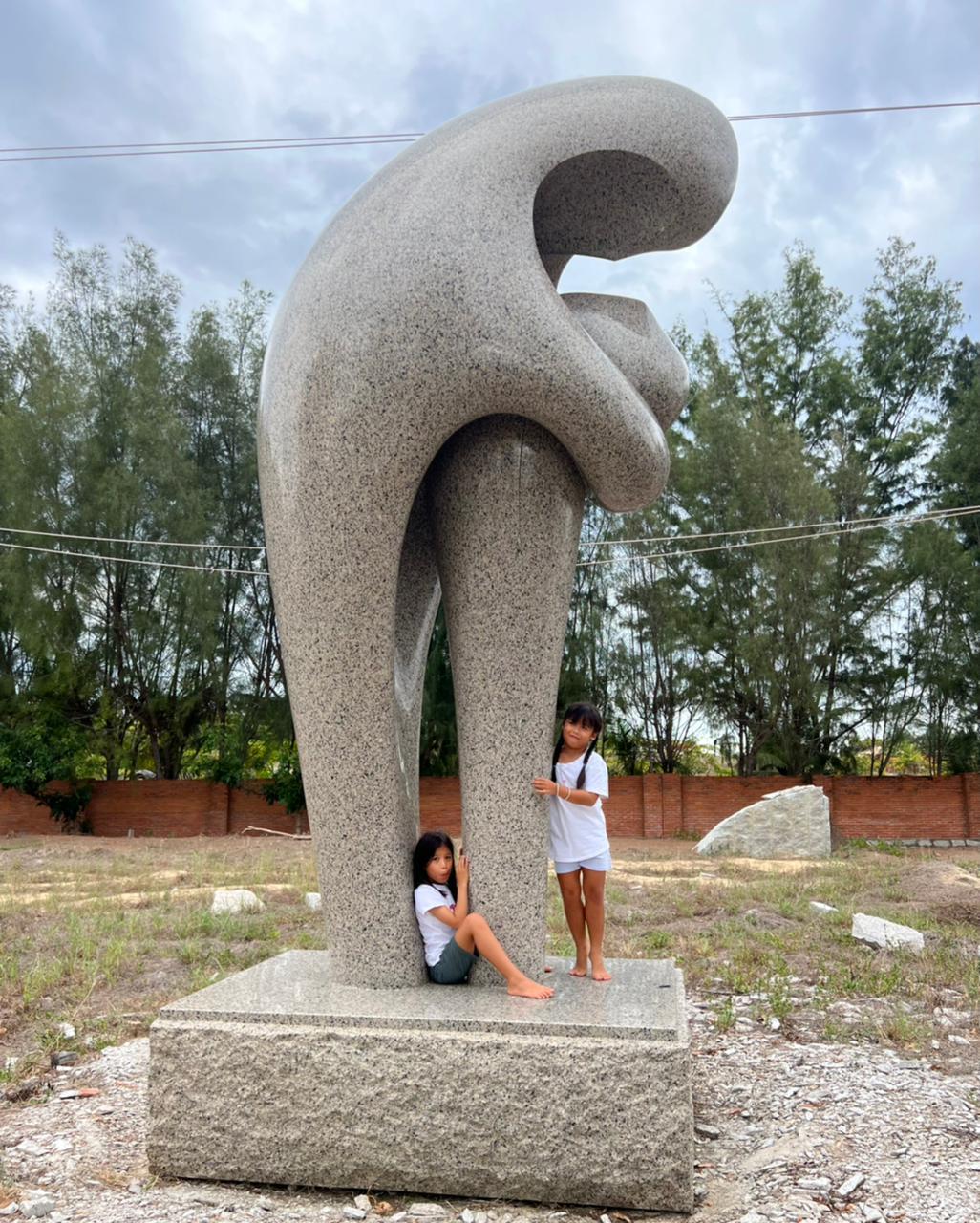 A Soul Consoled, Khang Pham-New, monumental, granite sculpture, mother and child For Sale 7