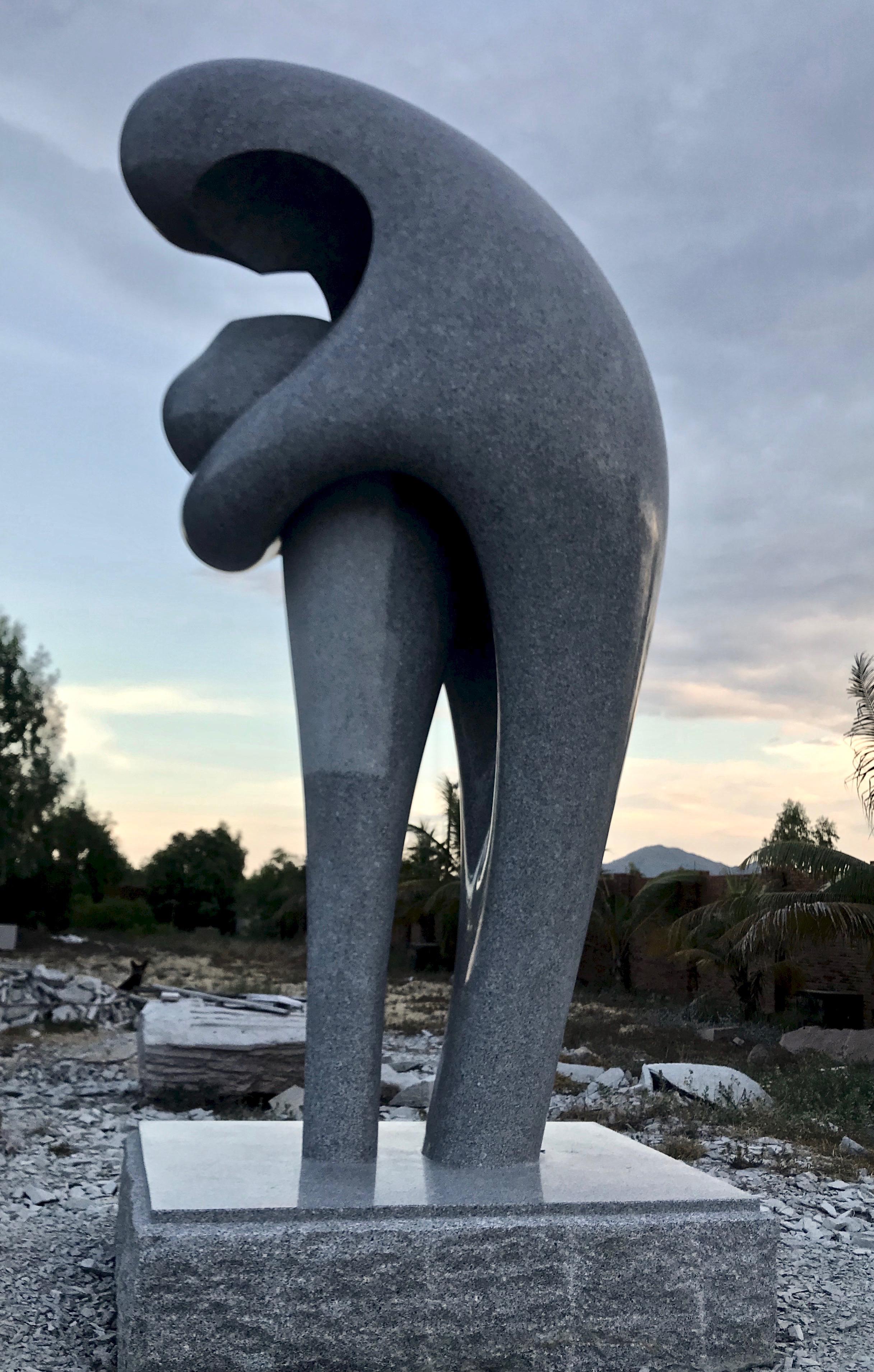 A Soul Consoled, Khang Pham-New, monumental, granite sculpture, mother and child For Sale 2
