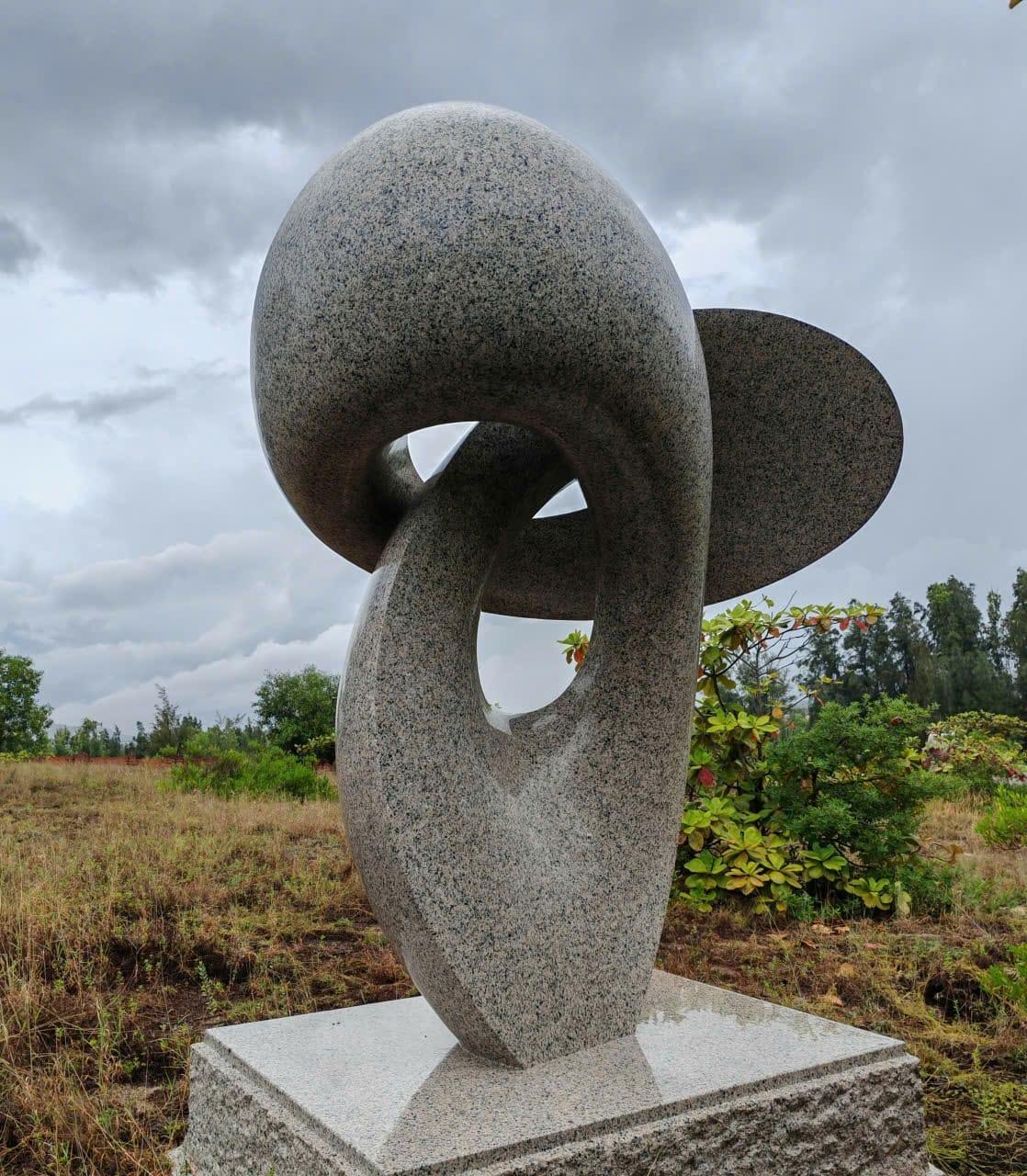 Infinity, monumental contemporary white granite sculpture by Khang Pham-New