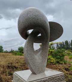 Infinity, monumental contemporary white granite sculpture by Khang Pham-New