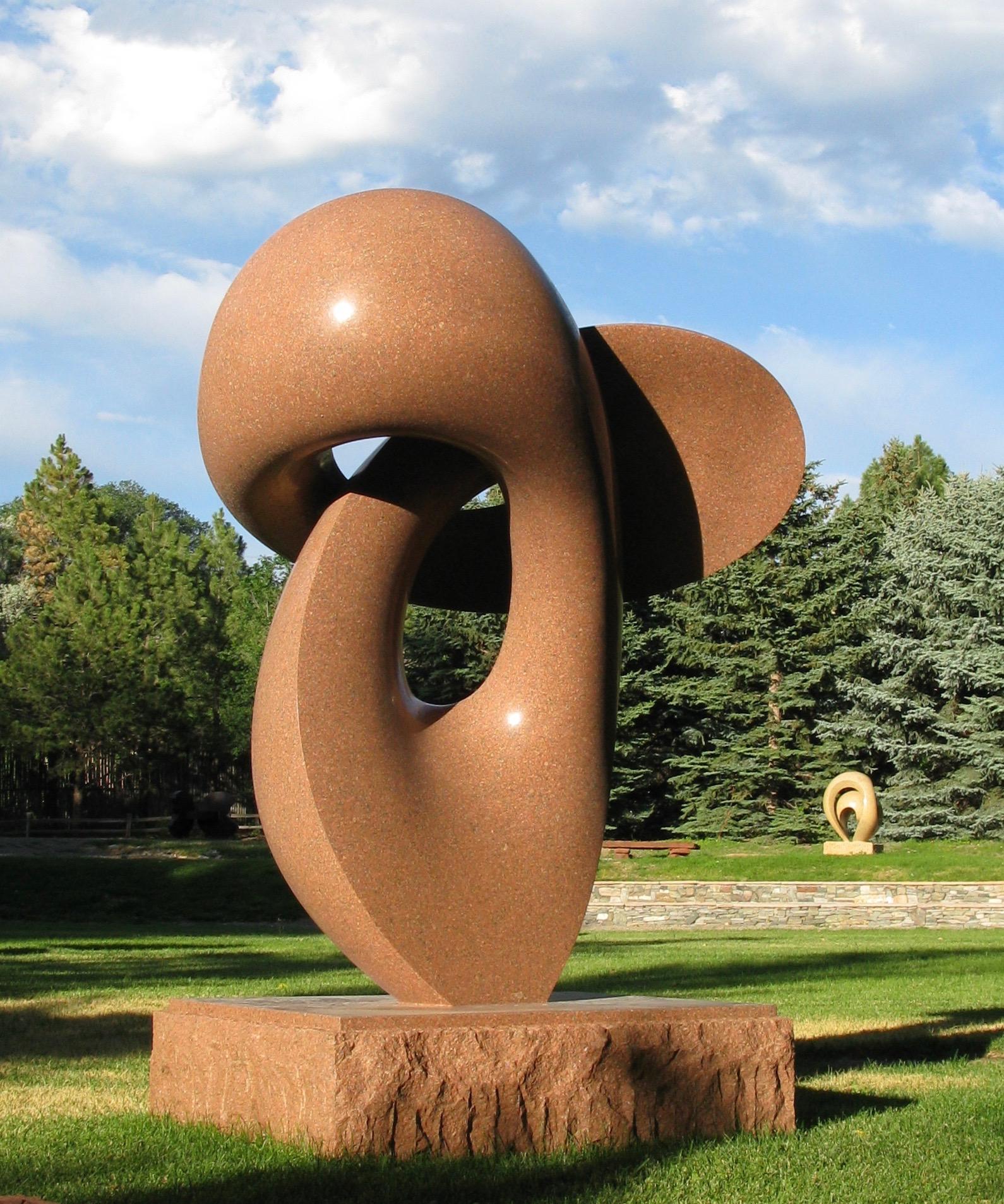 Khang Pham-New Abstract Sculpture - Infinity, polished red granite sculpture, monumental
