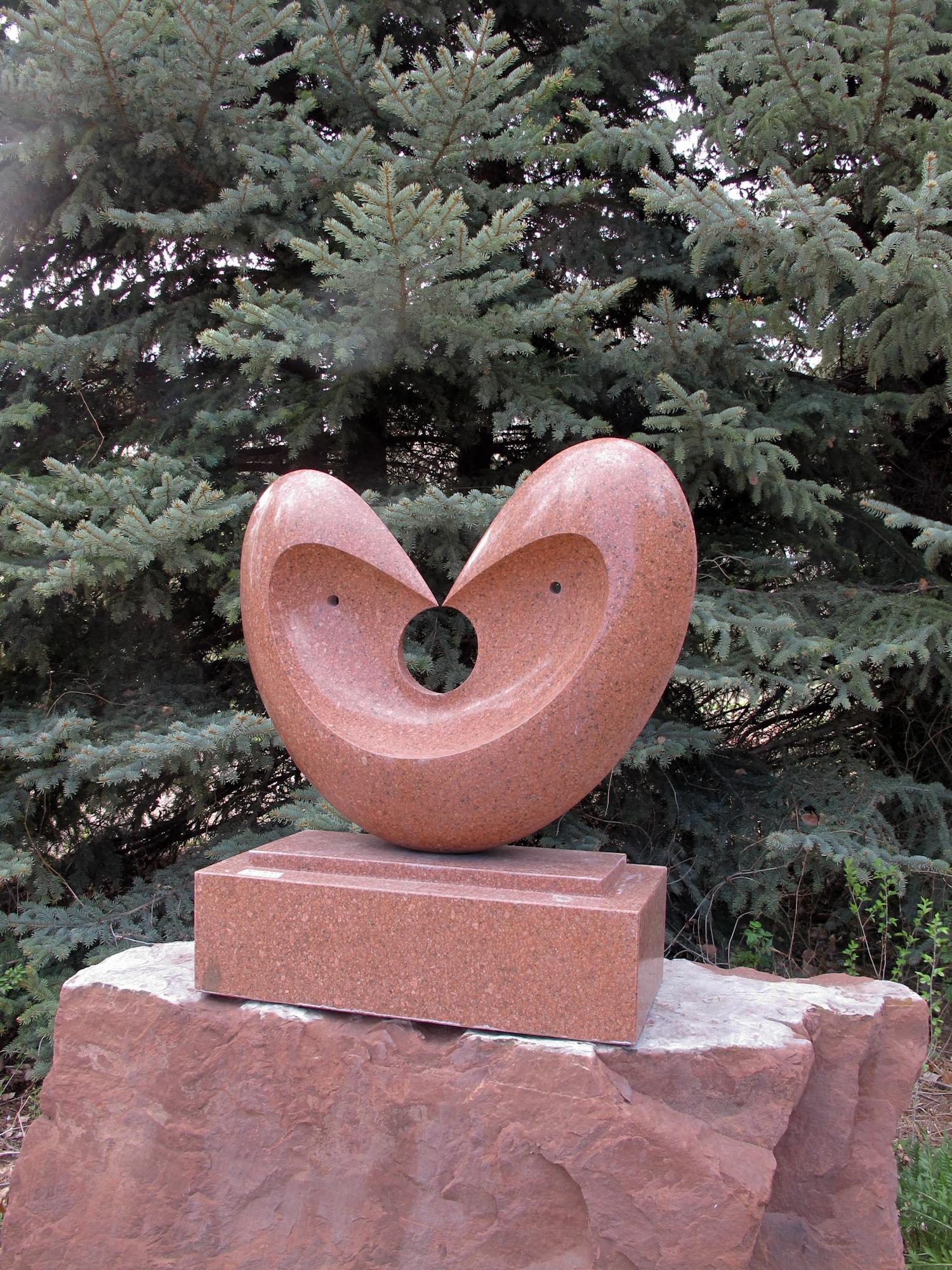Matrimony, red granite sculpture, heart, by Khang Pham-New, indoor, outdoor  For Sale 1
