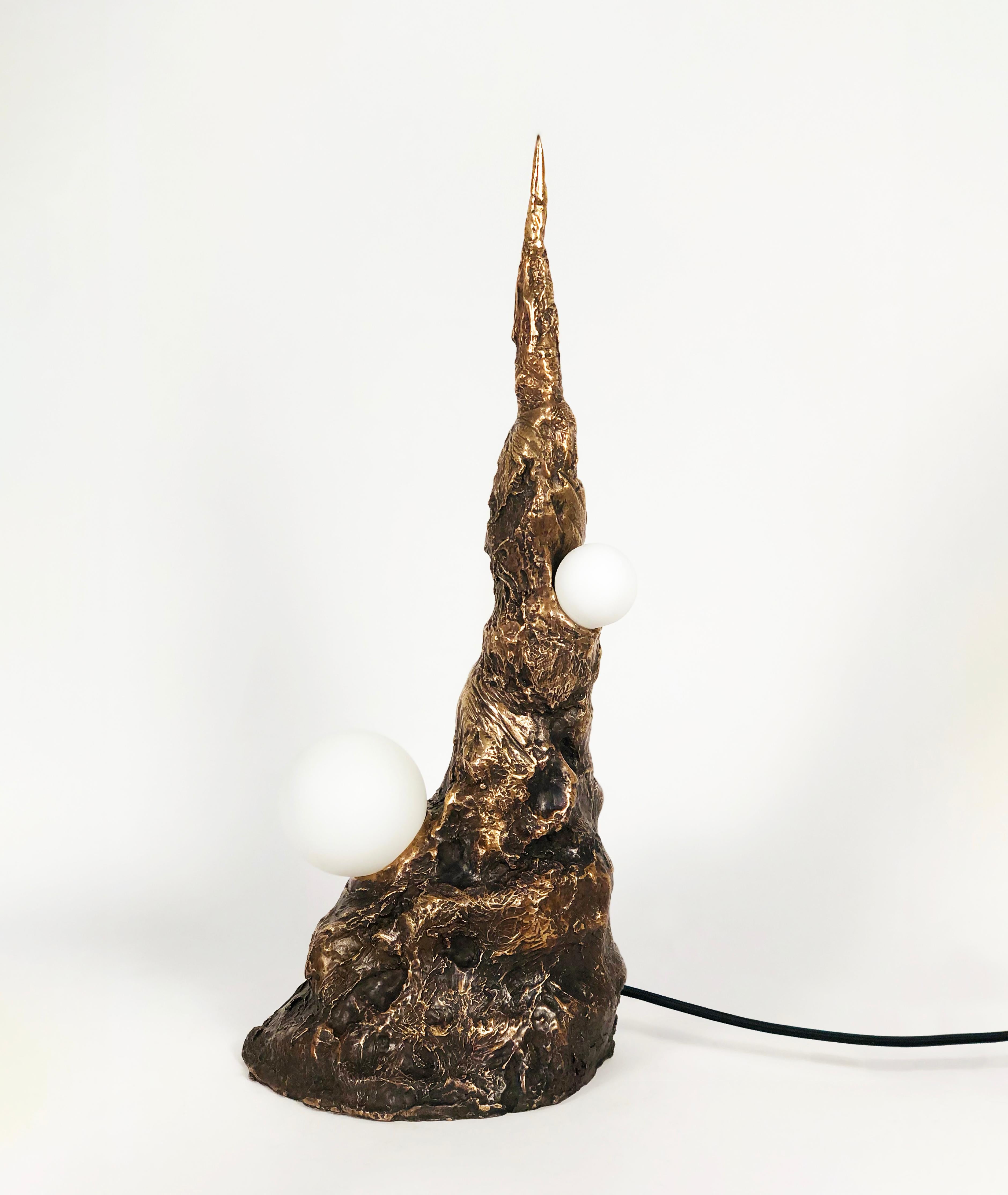 Khaos, Bronze Sculptural Table Lamp, Signed by William Guillon 4