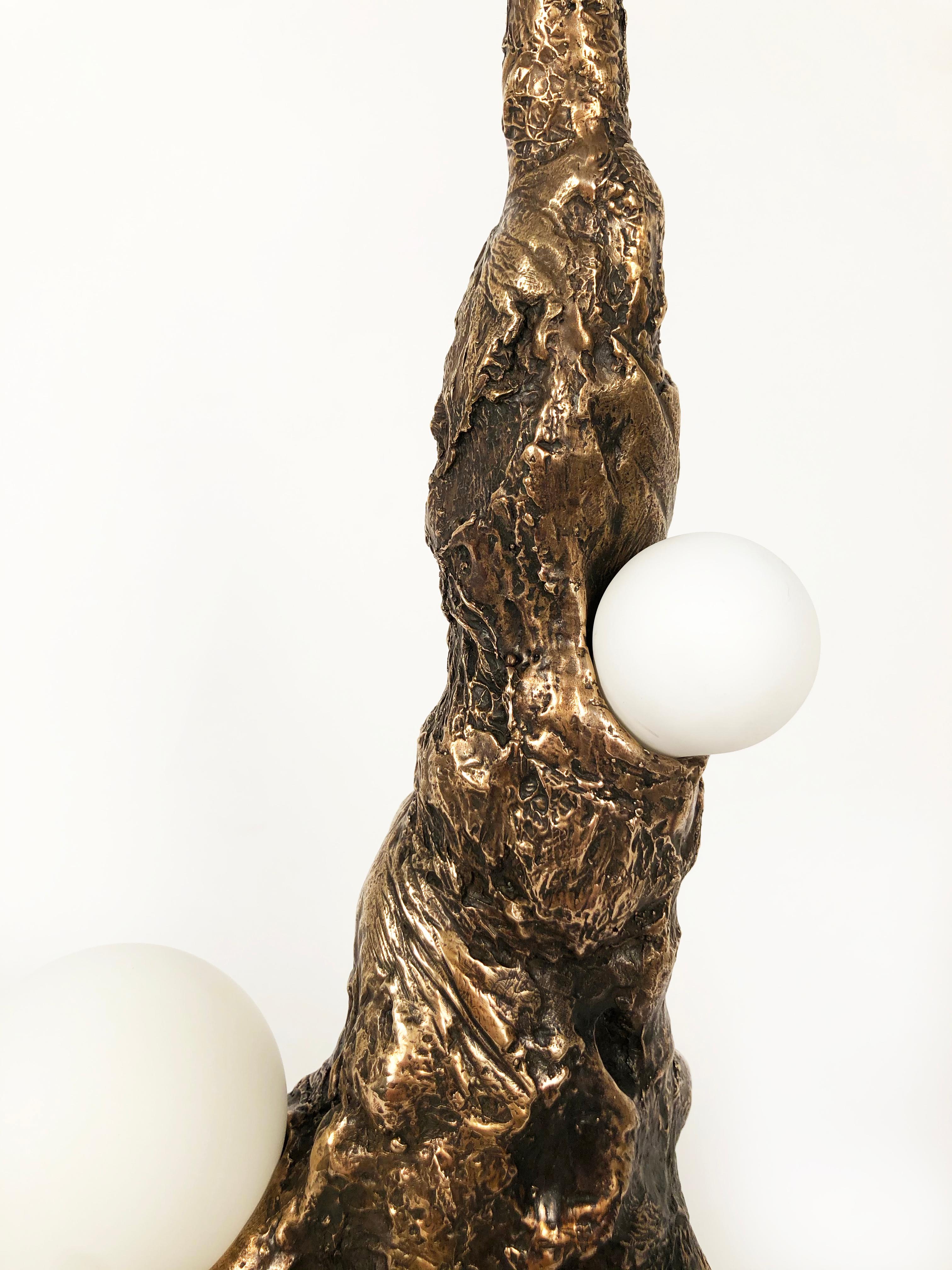 Post-Modern Khaos, Bronze Sculptural Table Lamp, Signed by William Guillon