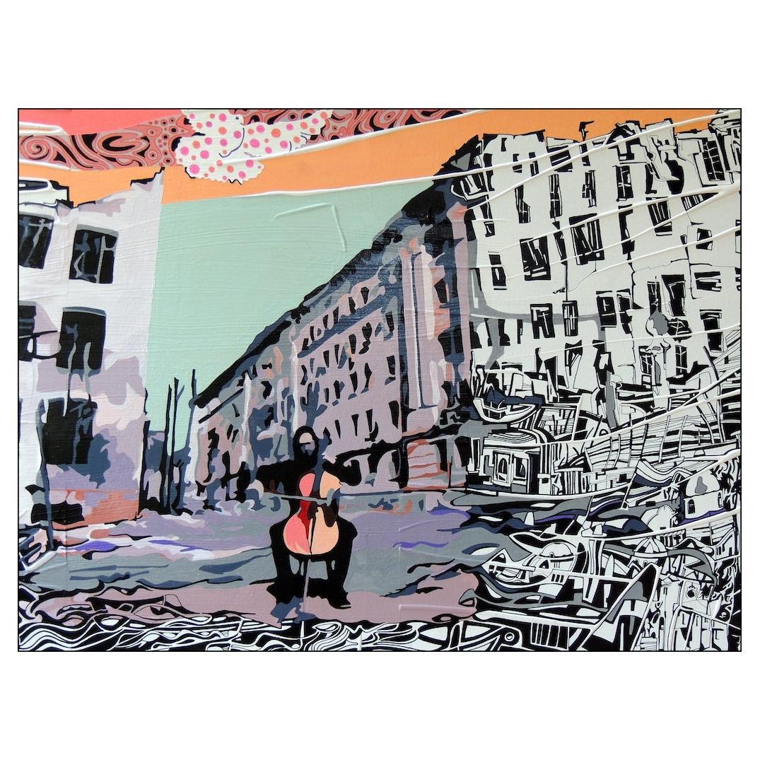 Kharkiv... Devastation - Alain Carpentier 
100cm x 100cm 
Acrylic on canvas 
2022 
3500 euros 