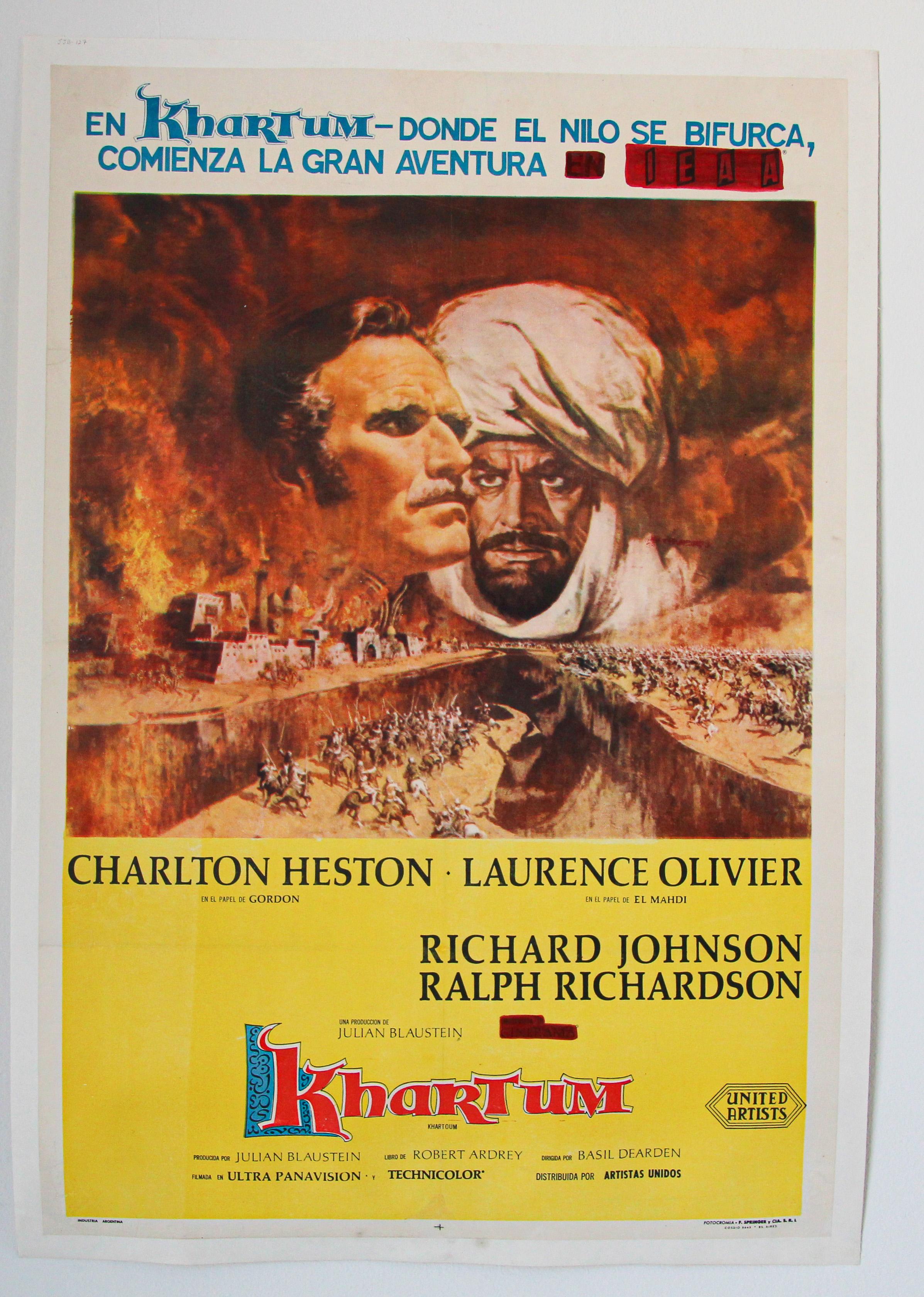 Affiche espagnole du film de la guerre épique britannique Khartoum, 1966 en vente 9