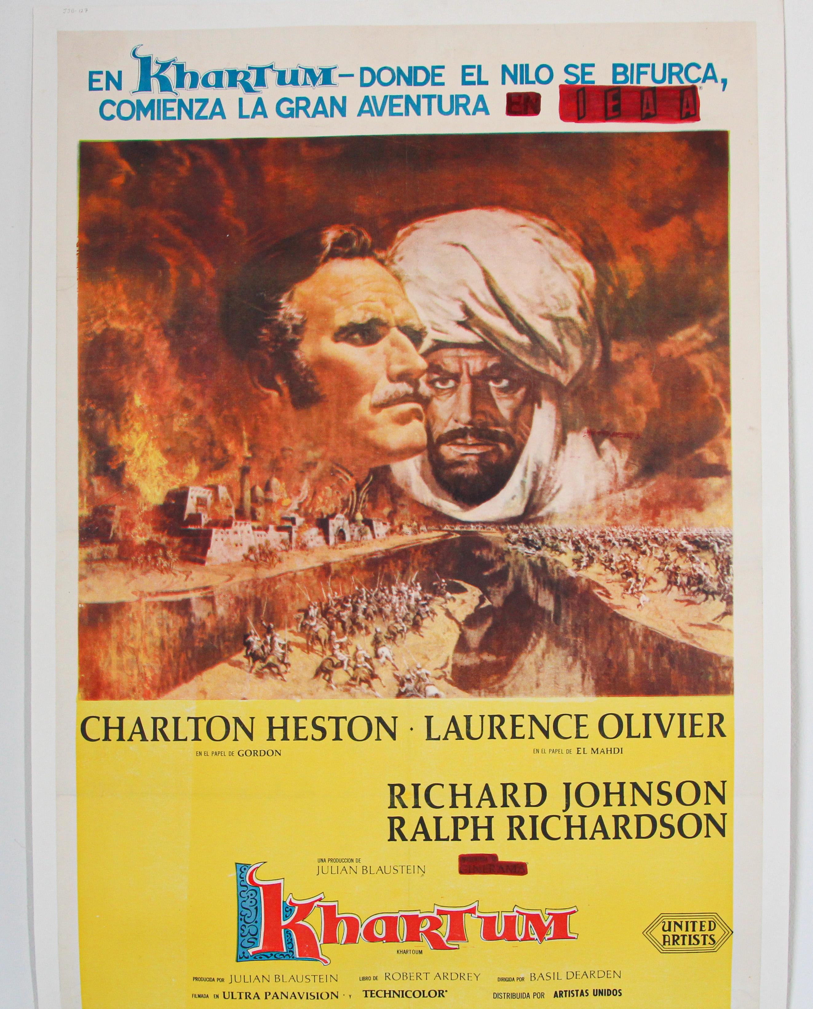 Khartoum, 1966 Britisches episches Kriegsfilmplakat auf Spanisch (Maurisch) im Angebot