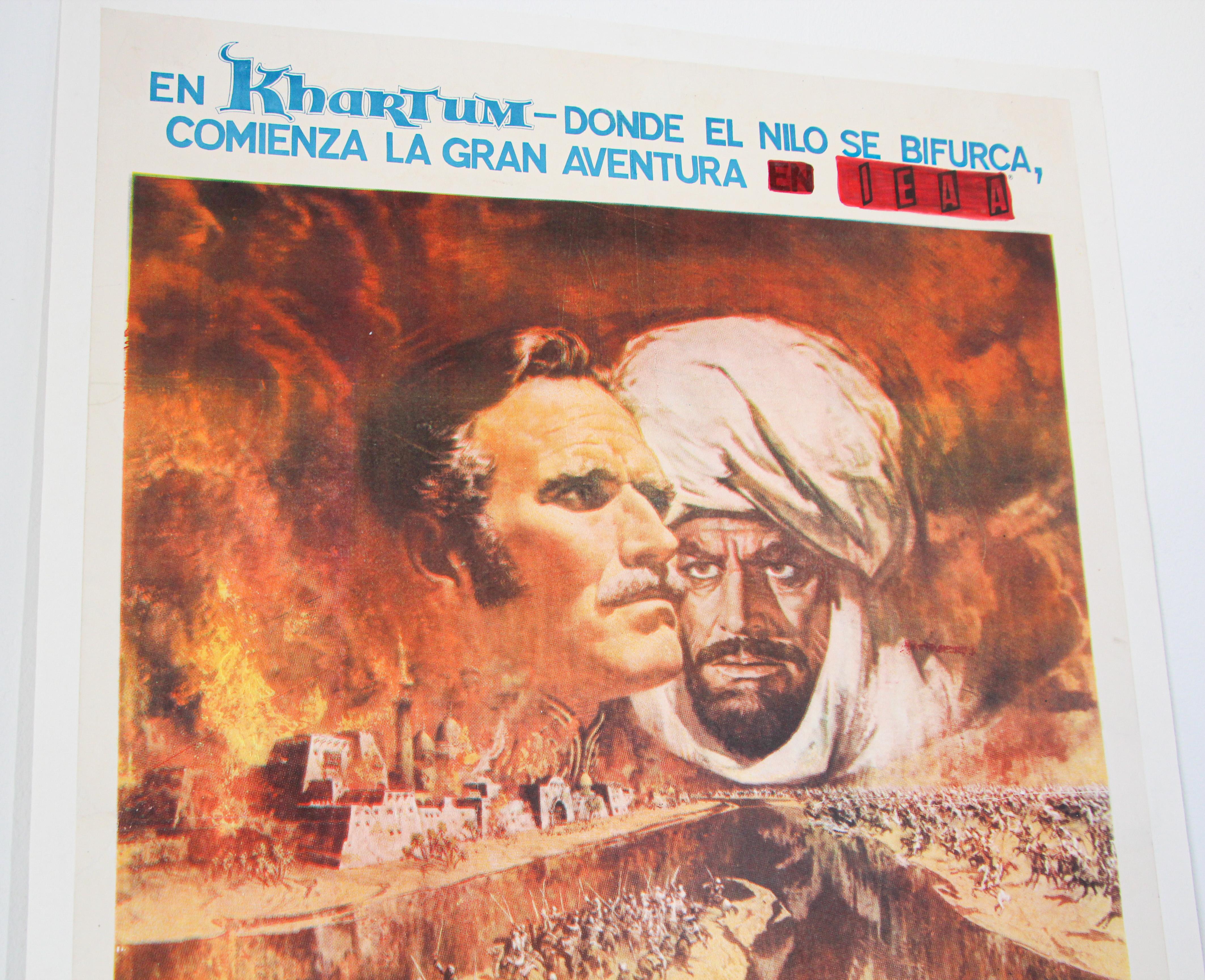 Khartoum, 1966 Britisches episches Kriegsfilmplakat auf Spanisch (Handgefertigt) im Angebot