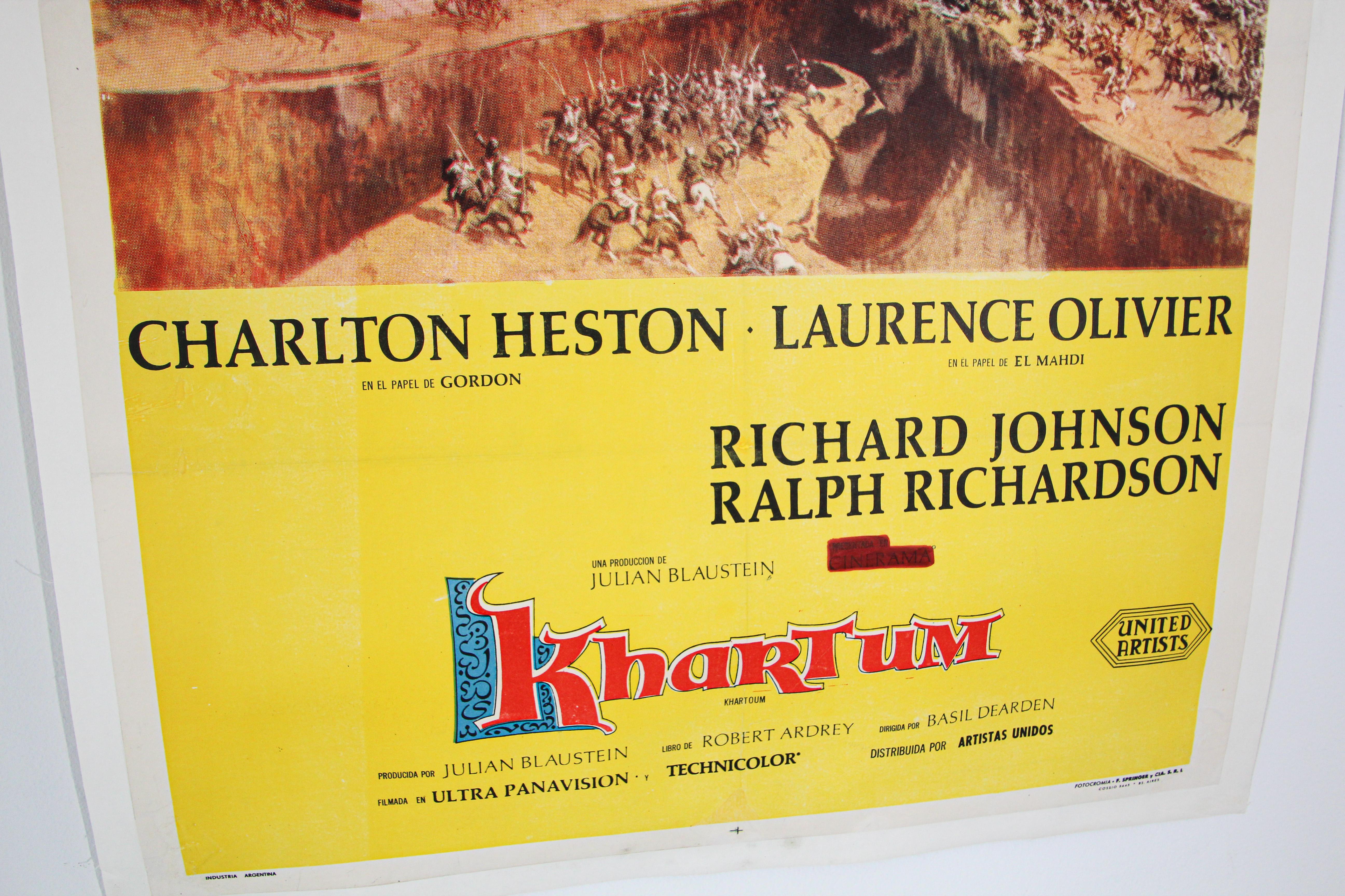 Khartoum, 1966 Britisches episches Kriegsfilmplakat auf Spanisch im Zustand „Gut“ im Angebot in North Hollywood, CA